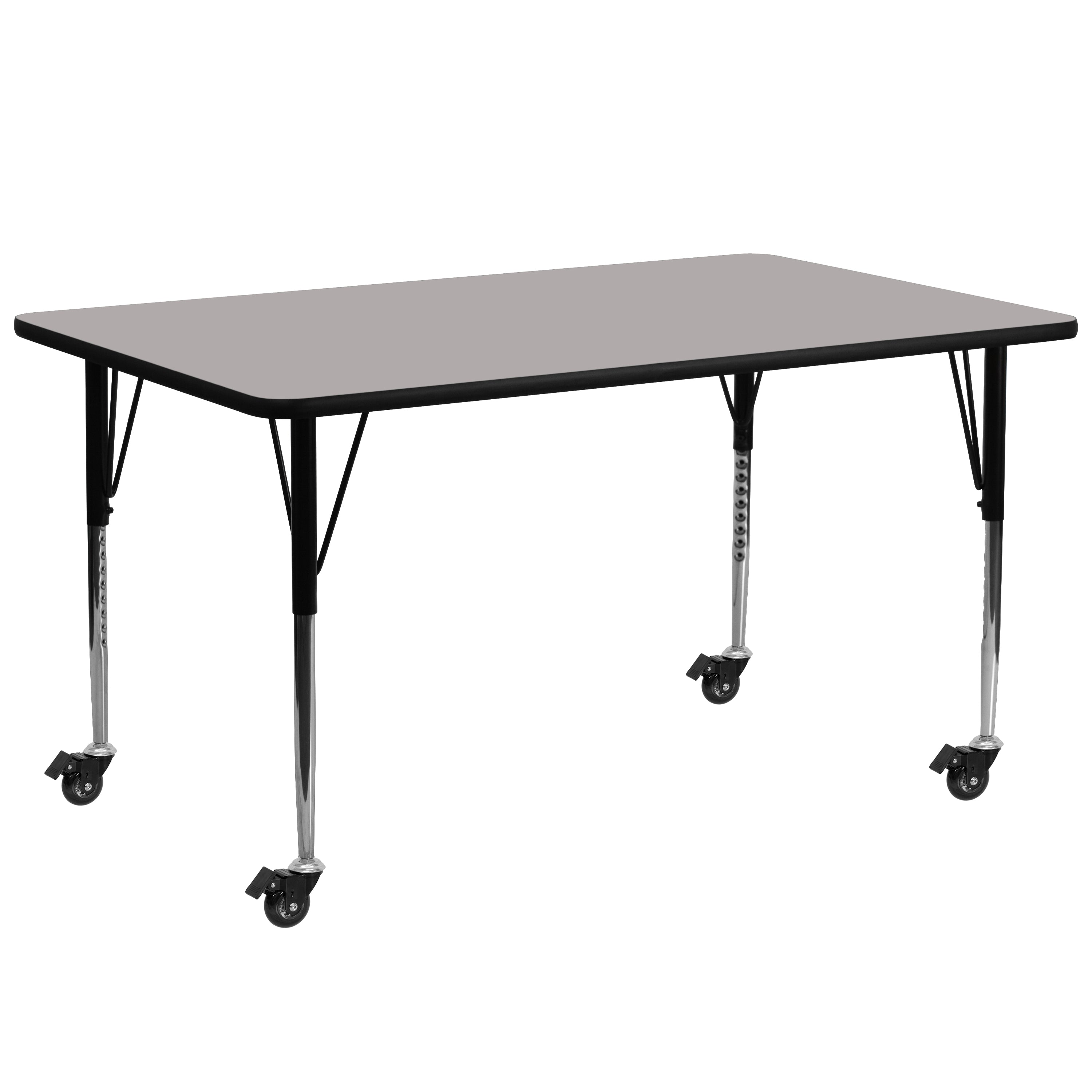 Mobile 30''W x 72''L Rectangular HP Laminate Activity Table - Standard Height Adjustable Legs-Rectangular Activity Table with Casters-Flash Furniture-Wall2Wall Furnishings