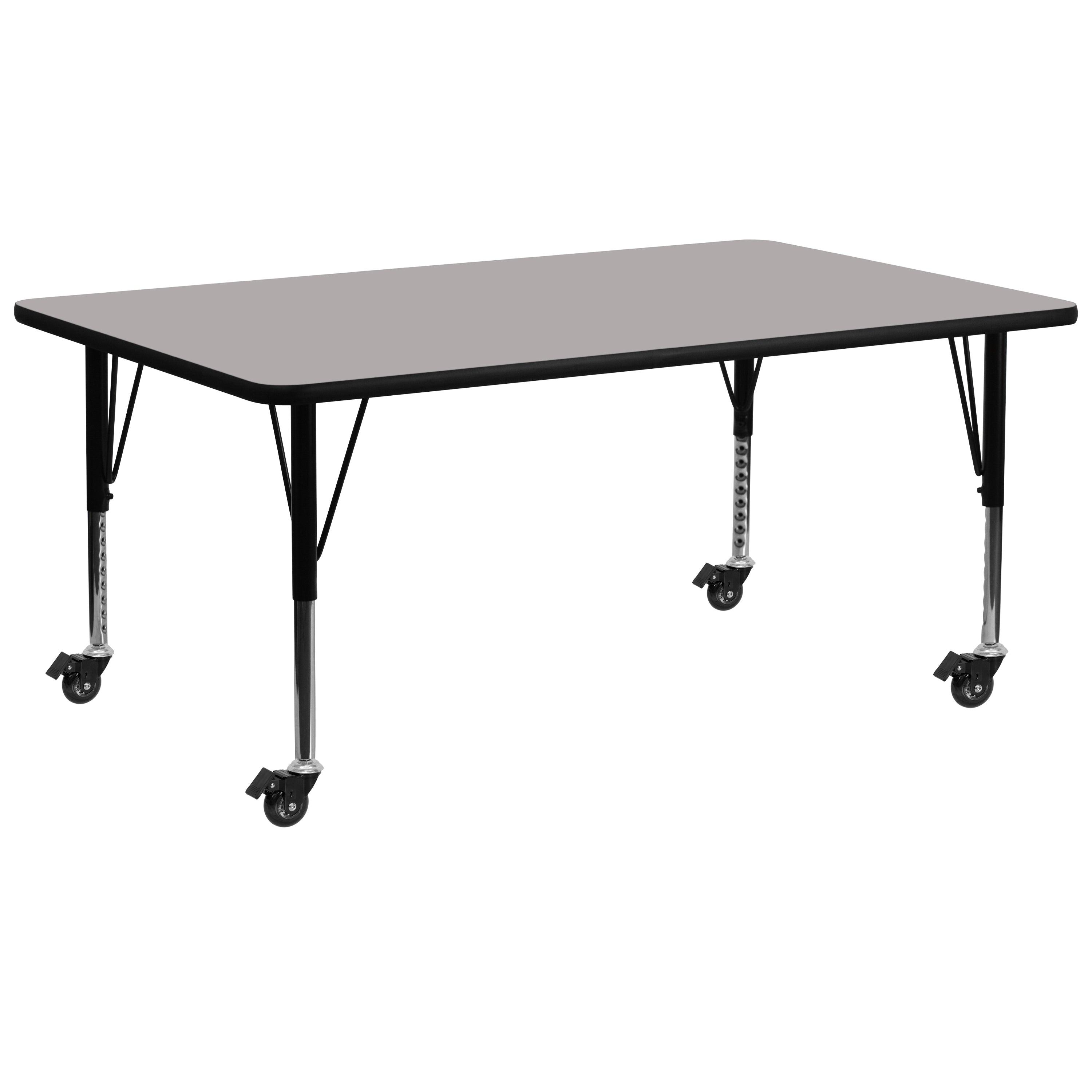 Mobile 30''W x 72''L Rectangular HP Laminate Activity Table - Height Adjustable Short Legs-Rectangular Activity Table with Casters-Flash Furniture-Wall2Wall Furnishings