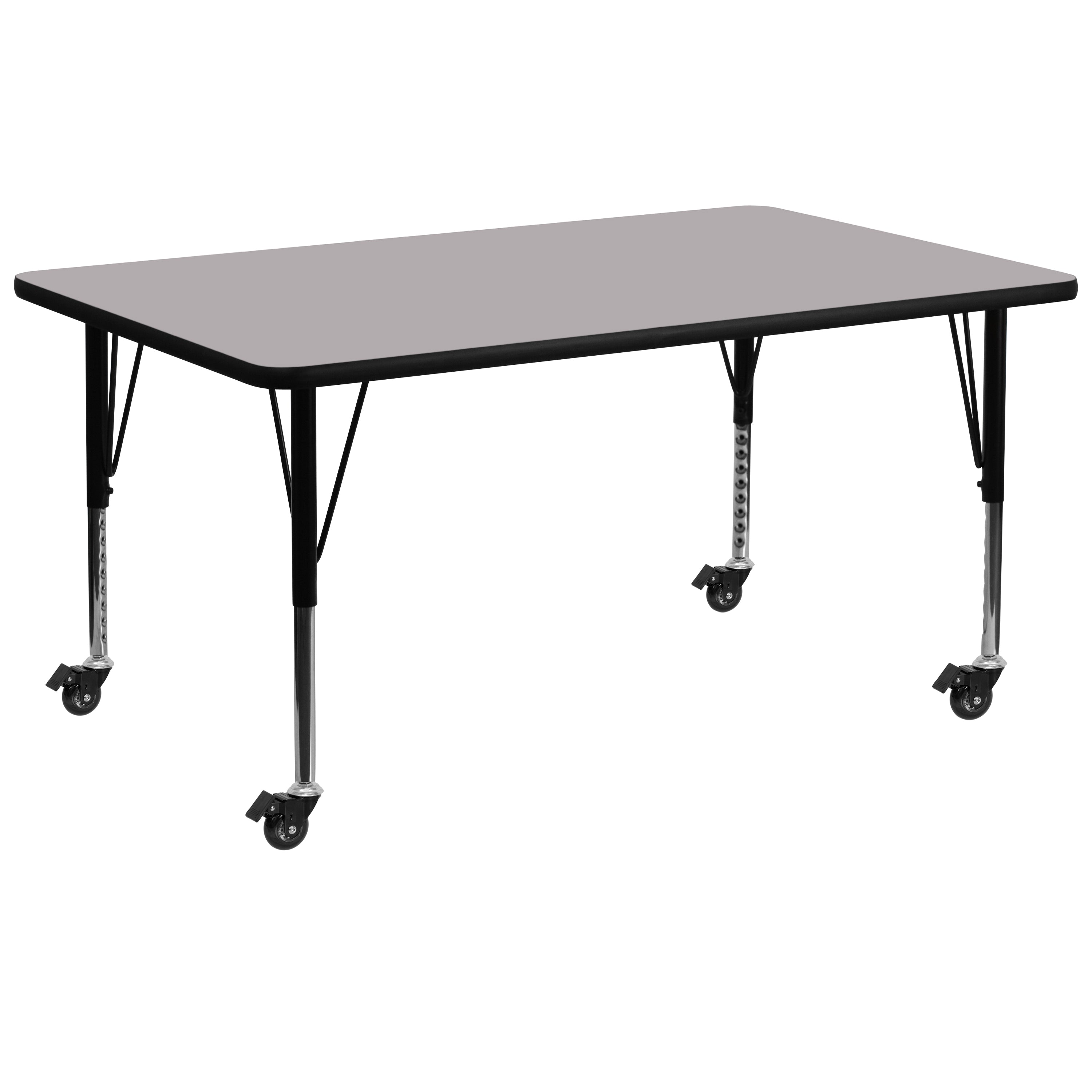 Mobile 30''W x 72''L Rectangular Thermal Laminate Activity Table - Height Adjustable Short Legs-Rectangular Activity Table with Casters-Flash Furniture-Wall2Wall Furnishings