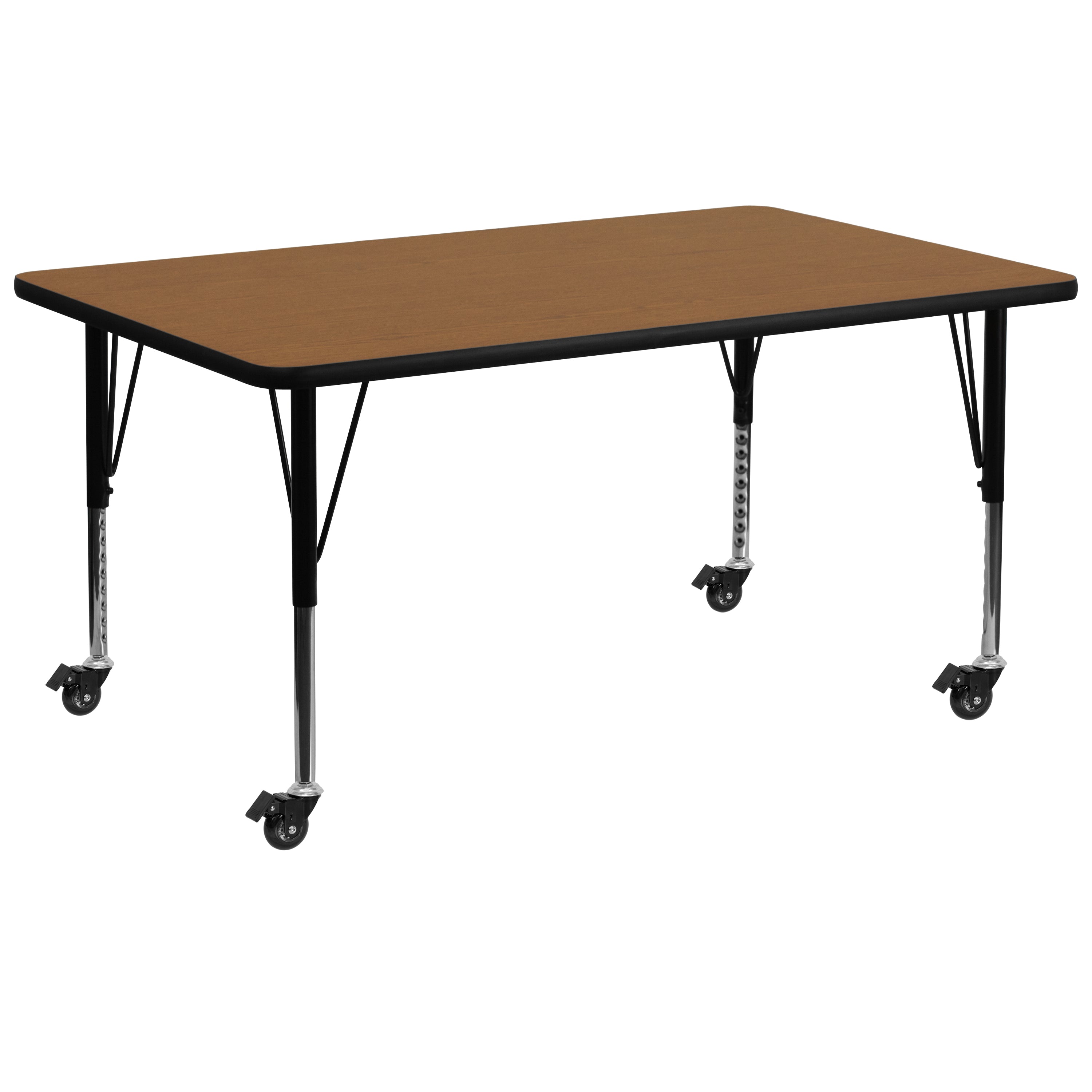 Mobile 30''W x 72''L Rectangular Thermal Laminate Activity Table - Height Adjustable Short Legs-Rectangular Activity Table with Casters-Flash Furniture-Wall2Wall Furnishings