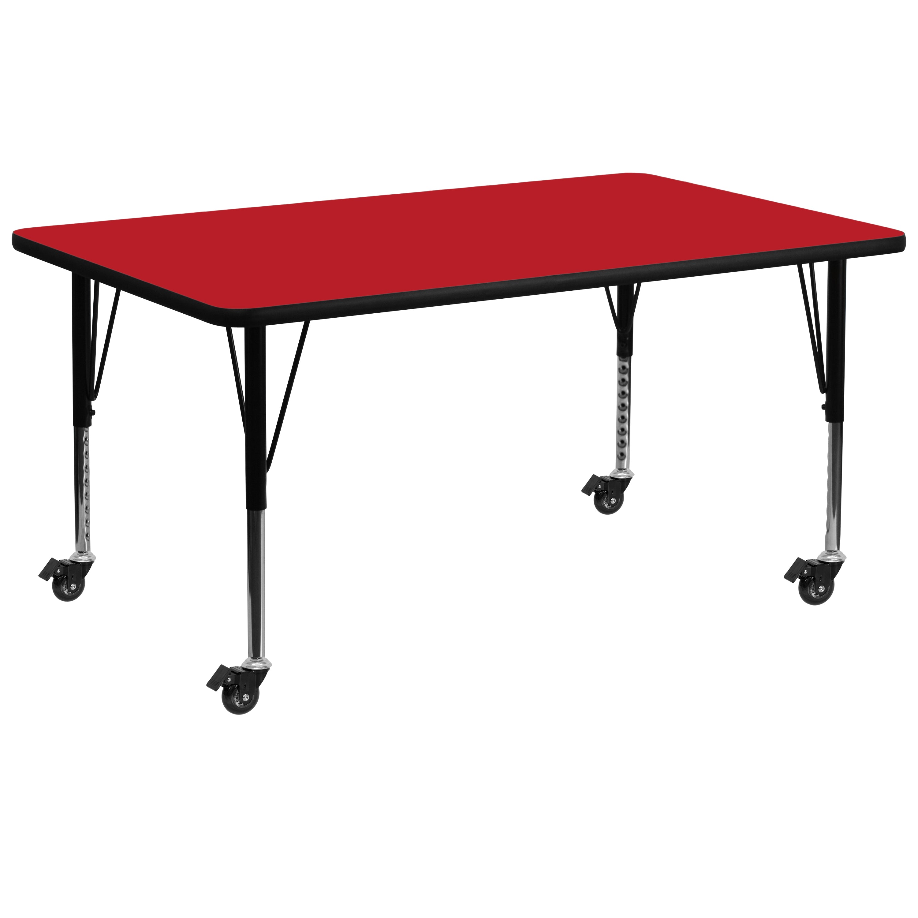 Mobile 30''W x 72''L Rectangular HP Laminate Activity Table - Height Adjustable Short Legs-Rectangular Activity Table with Casters-Flash Furniture-Wall2Wall Furnishings