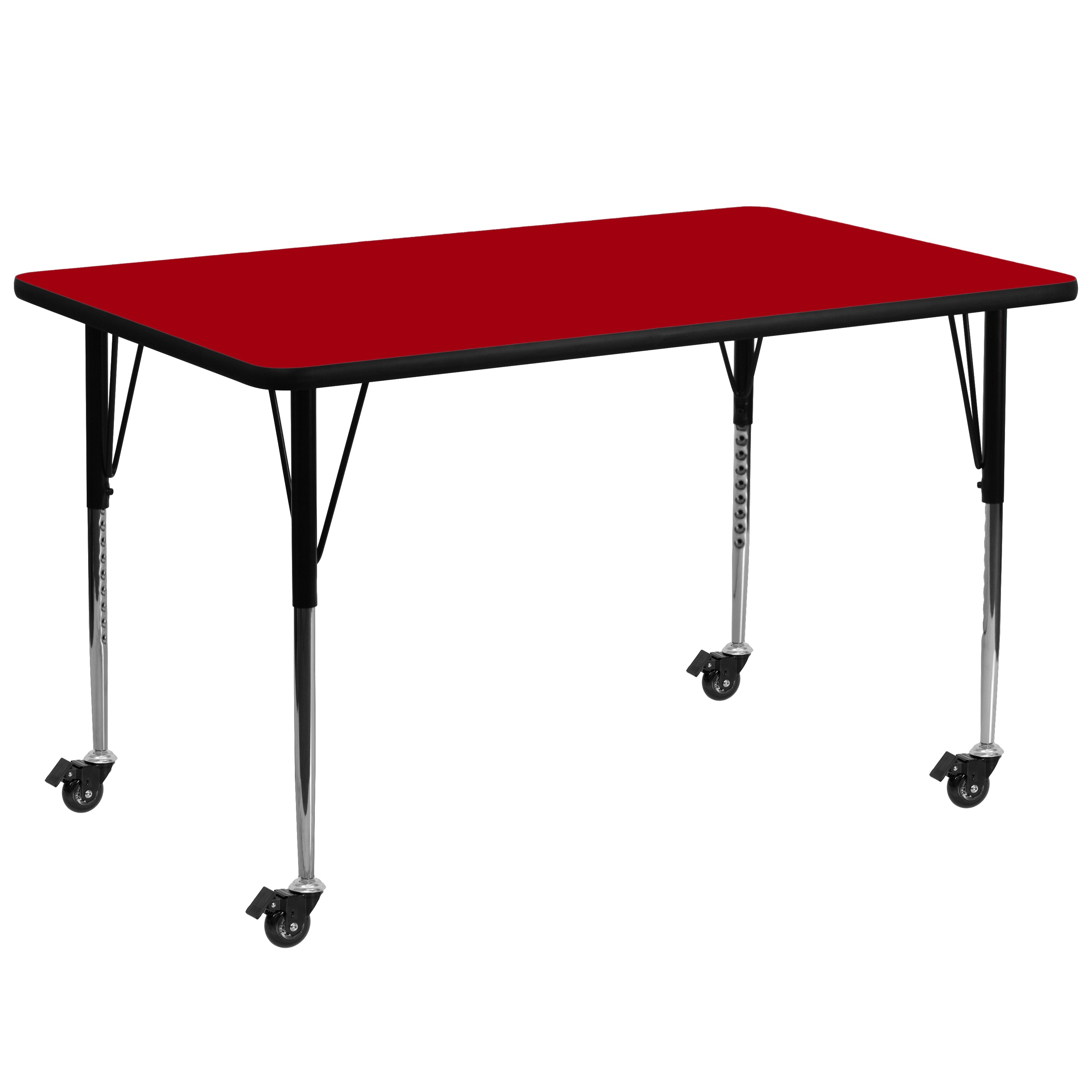 Mobile 30''W x 72''L Rectangular Thermal Laminate Activity Table - Standard Height Adjustable Legs-Rectangular Activity Table with Casters-Flash Furniture-Wall2Wall Furnishings