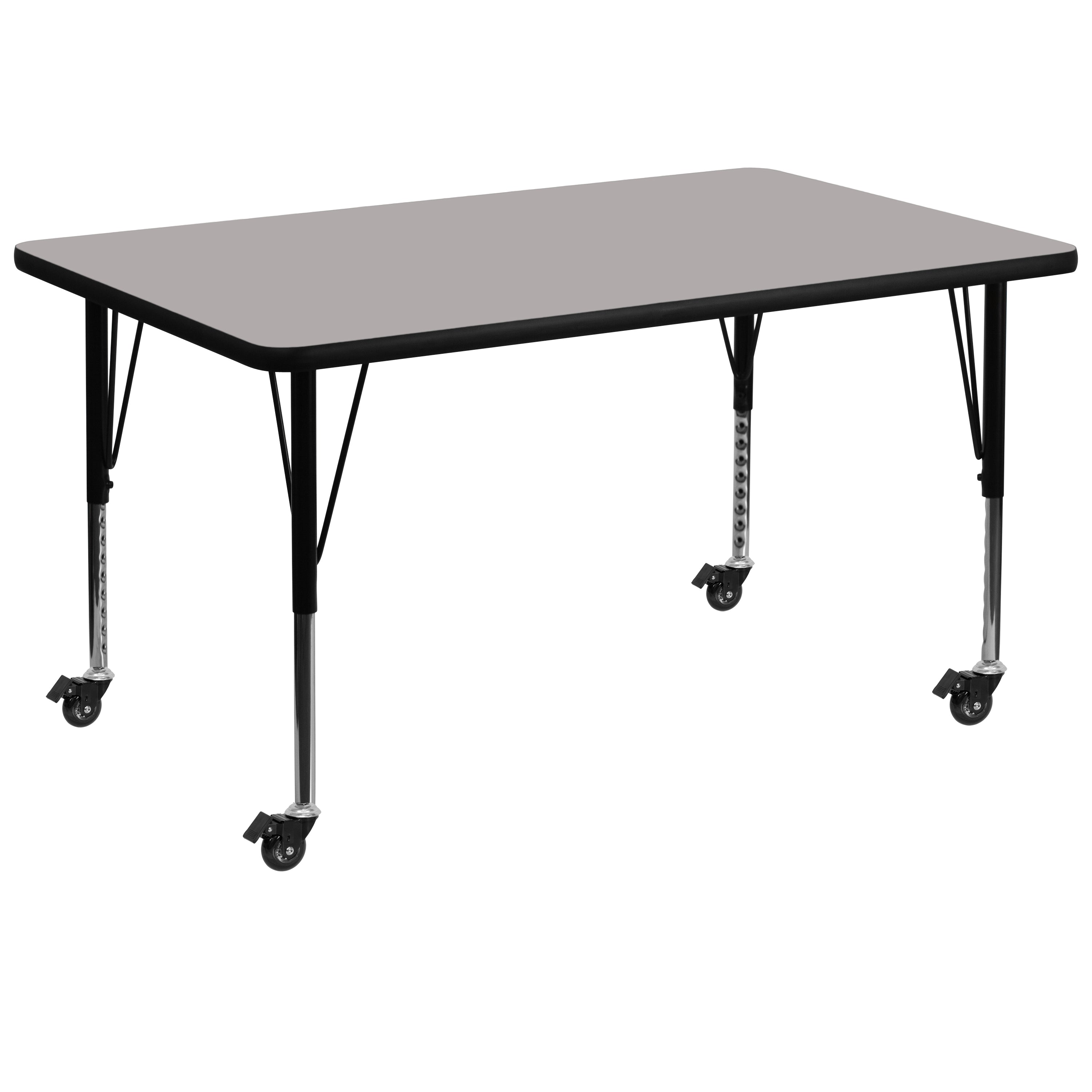 Mobile 36''W x 72''L Rectangular HP Laminate Activity Table - Height Adjustable Short Legs-Rectangular Activity Table with Casters-Flash Furniture-Wall2Wall Furnishings