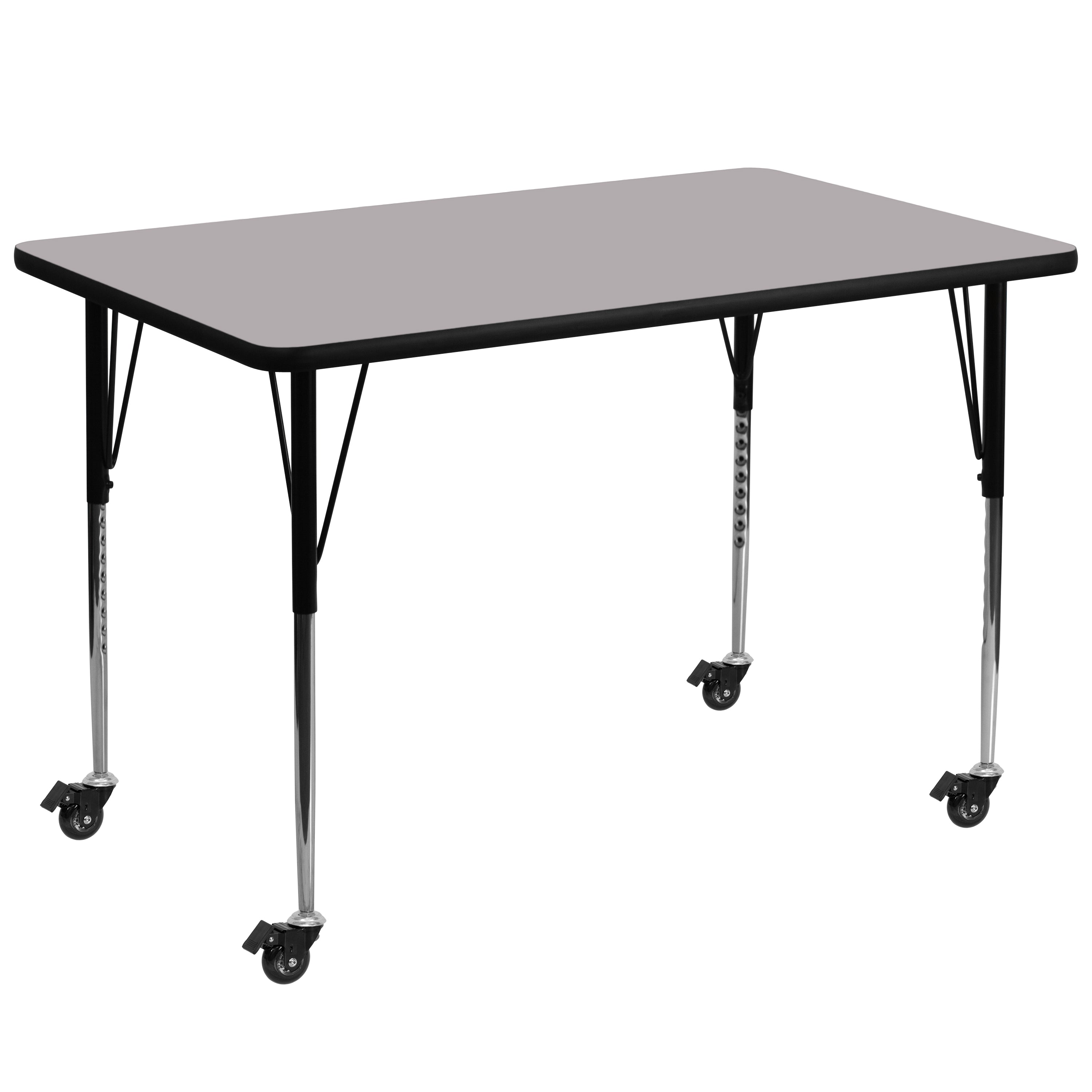 Mobile 36''W x 72''L Rectangular Thermal Laminate Activity Table - Standard Height Adjustable Legs-Rectangular Activity Table with Casters-Flash Furniture-Wall2Wall Furnishings