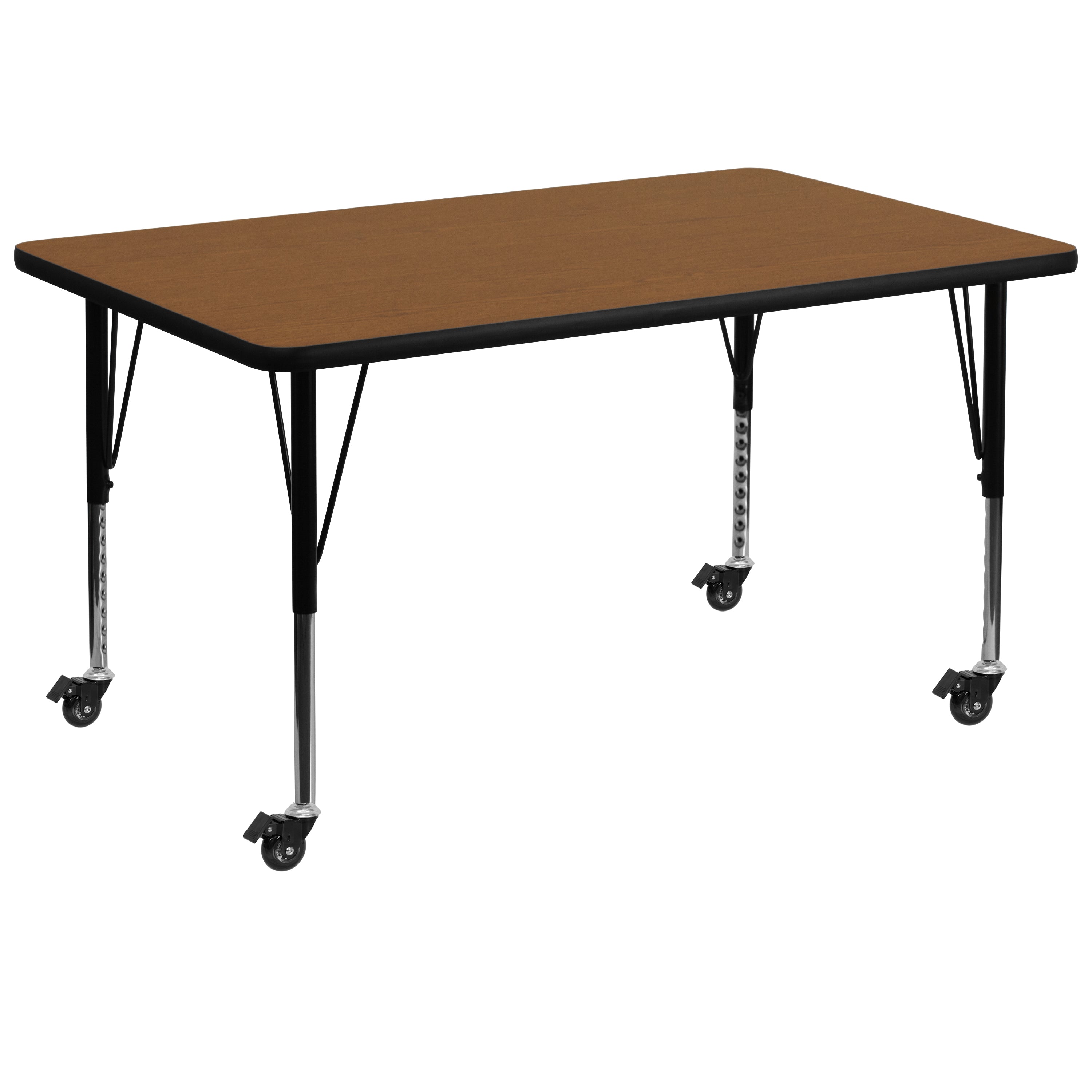 Mobile 36''W x 72''L Rectangular HP Laminate Activity Table - Height Adjustable Short Legs-Rectangular Activity Table with Casters-Flash Furniture-Wall2Wall Furnishings