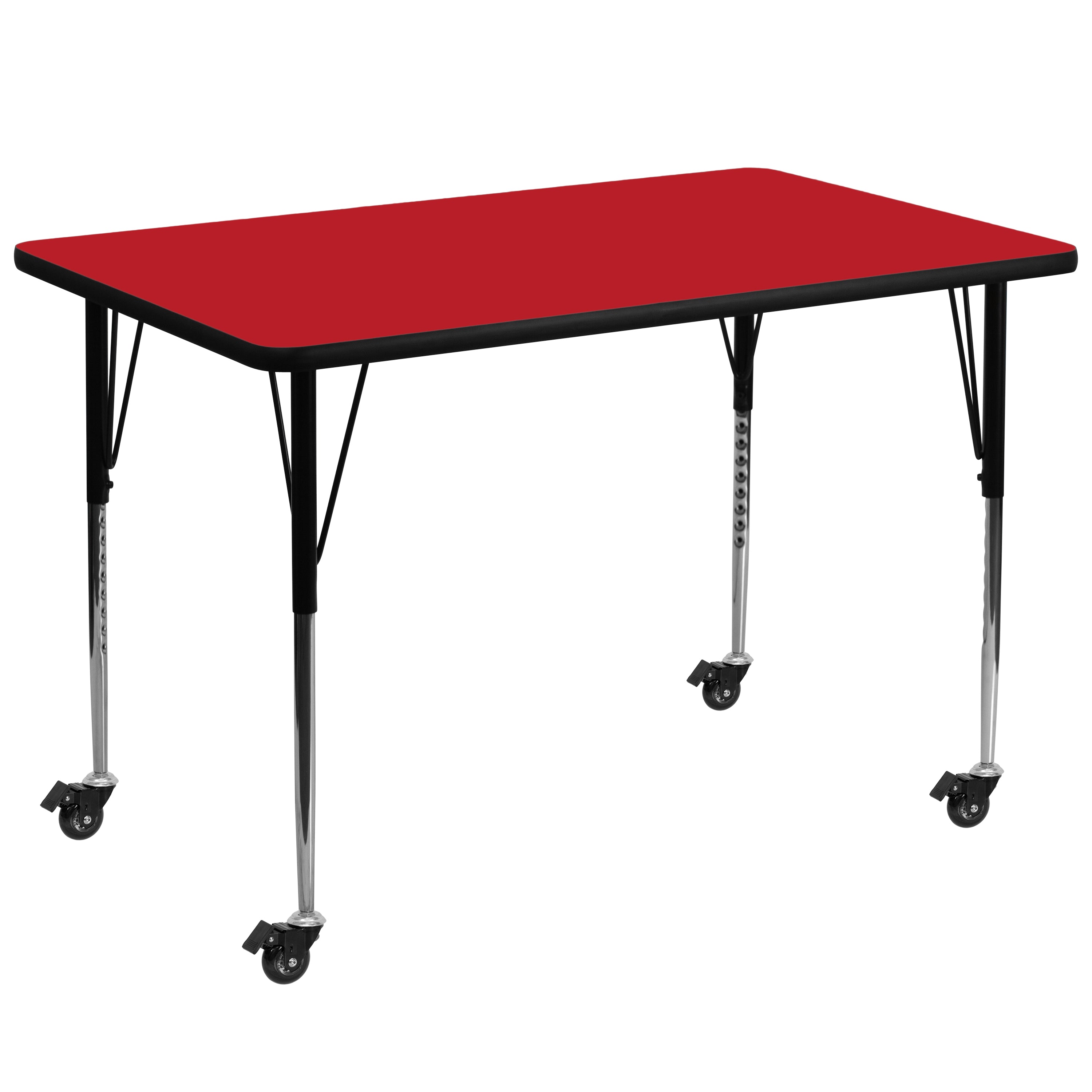 Mobile 36''W x 72''L Rectangular HP Laminate Activity Table - Standard Height Adjustable Legs-Rectangular Activity Table with Casters-Flash Furniture-Wall2Wall Furnishings