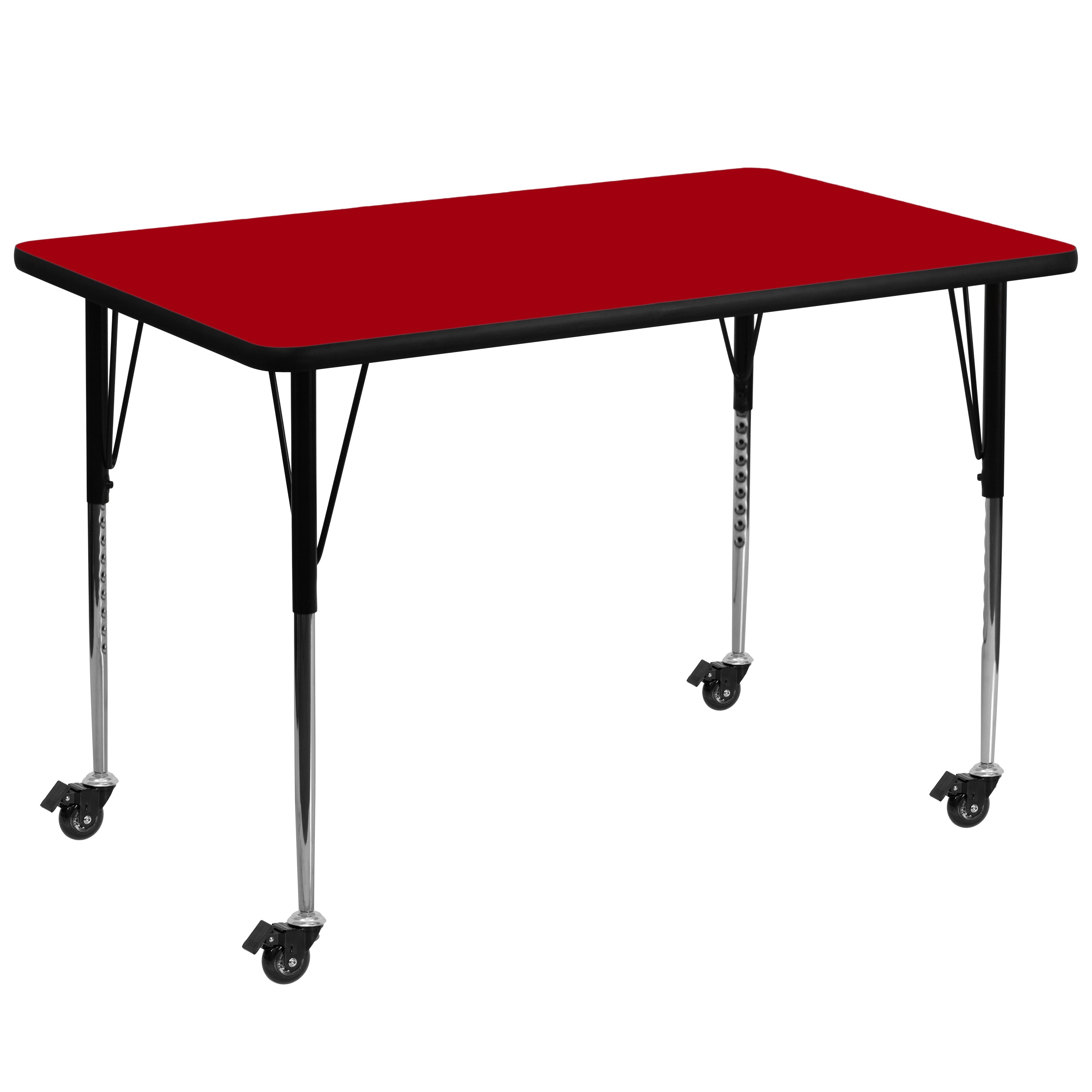 Mobile 36''W x 72''L Rectangular Thermal Laminate Activity Table - Standard Height Adjustable Legs-Rectangular Activity Table with Casters-Flash Furniture-Wall2Wall Furnishings