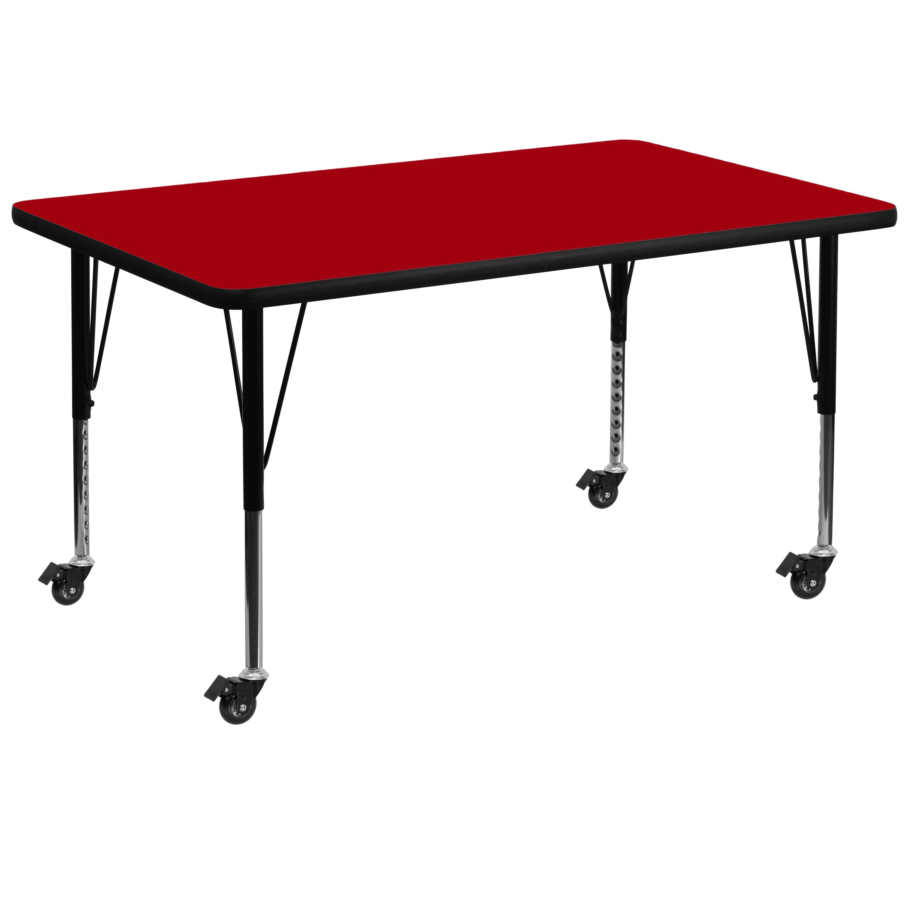 Mobile 36''W x 72''L Rectangular Thermal Laminate Activity Table - Height Adjustable Short Legs-Rectangular Activity Table with Casters-Flash Furniture-Wall2Wall Furnishings