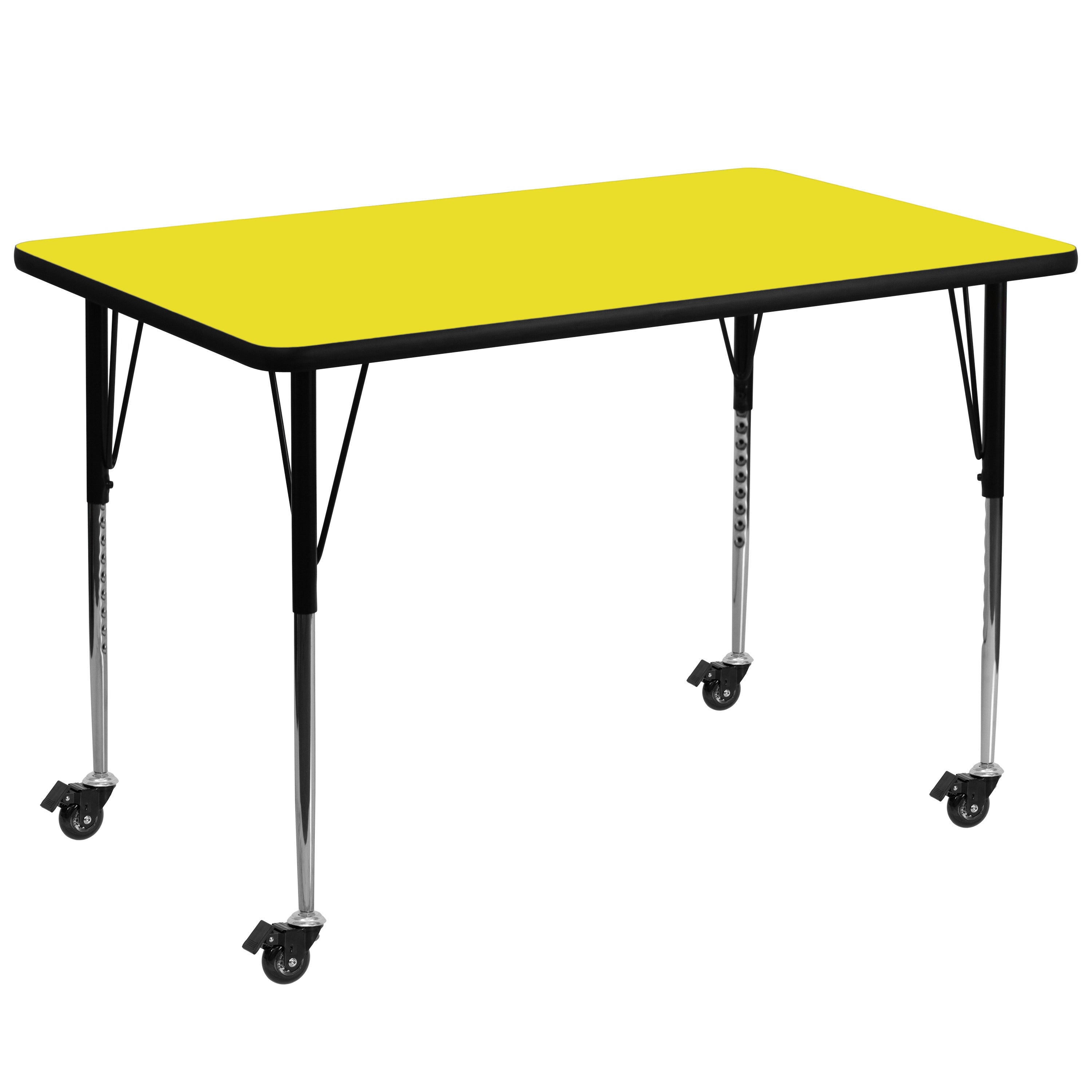 Mobile 36''W x 72''L Rectangular HP Laminate Activity Table - Standard Height Adjustable Legs-Rectangular Activity Table with Casters-Flash Furniture-Wall2Wall Furnishings