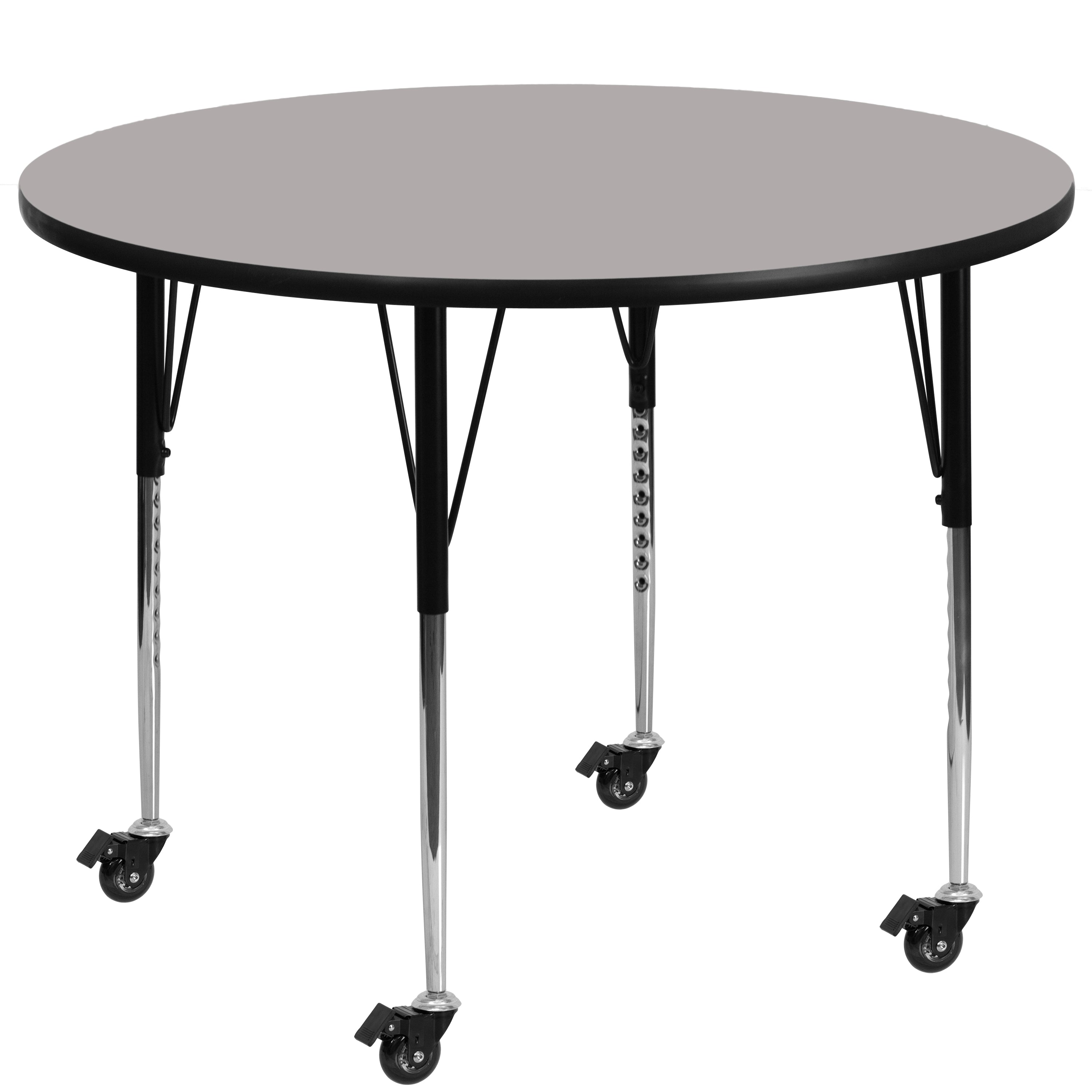 Mobile 42'' Round HP Laminate Activity Table - Standard Height Adjustable Legs-Round Activity Table with Casters-Flash Furniture-Wall2Wall Furnishings
