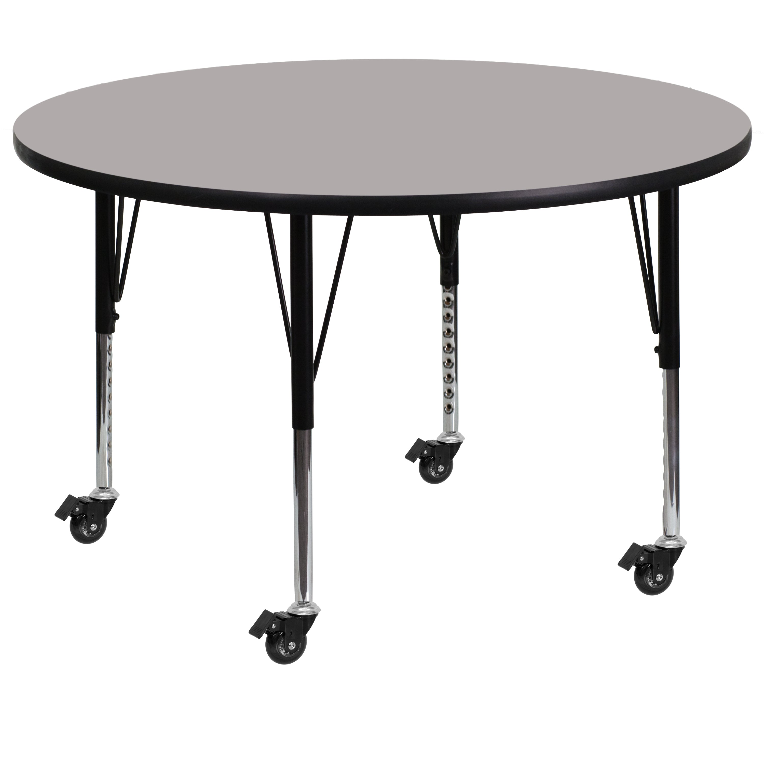 Mobile 42'' Round HP Laminate Activity Table - Height Adjustable Short Legs-Round Activity Table with Casters-Flash Furniture-Wall2Wall Furnishings