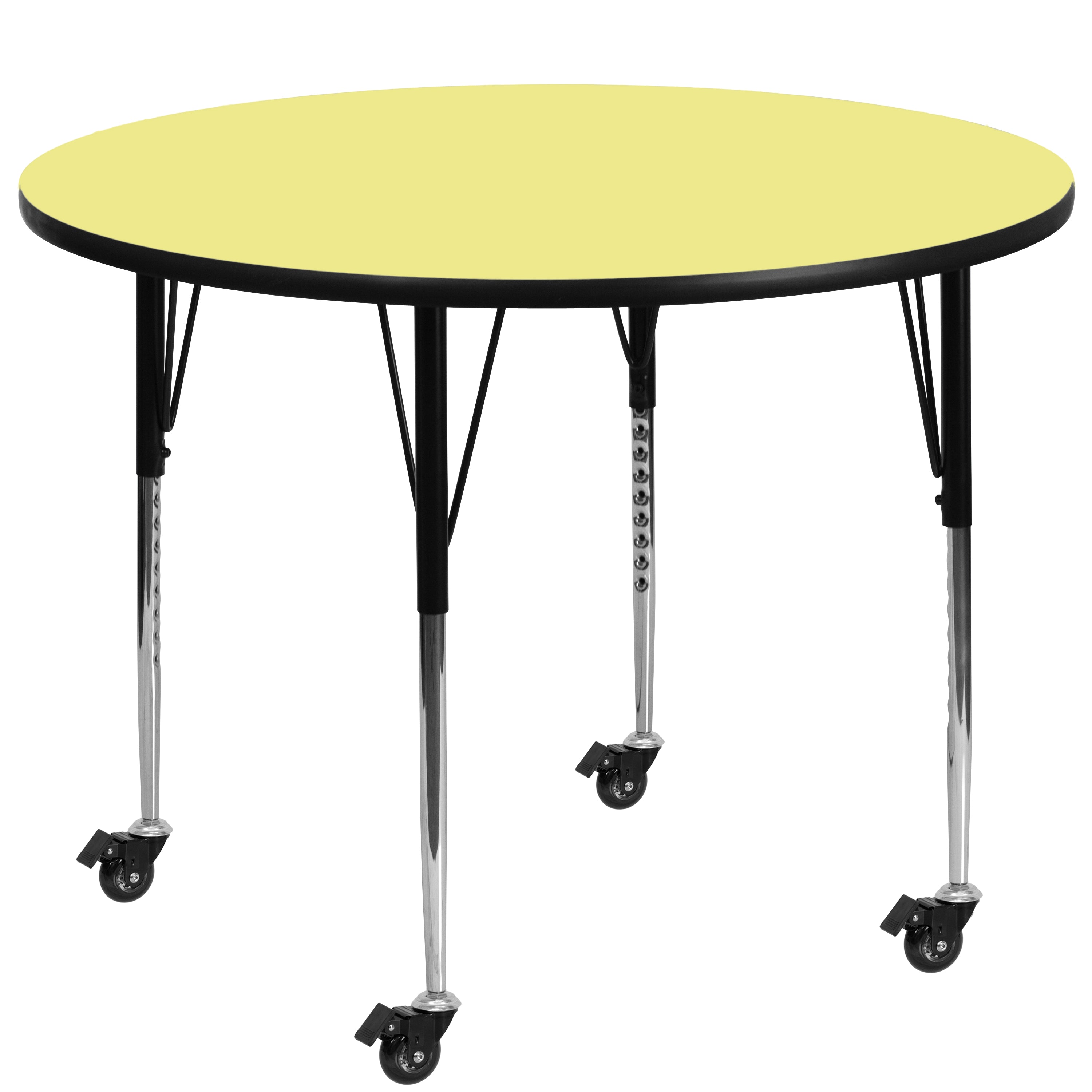 Mobile 42'' Round Thermal Laminate Activity Table - Standard Height Adjustable Legs-Round Activity Table with Casters-Flash Furniture-Wall2Wall Furnishings