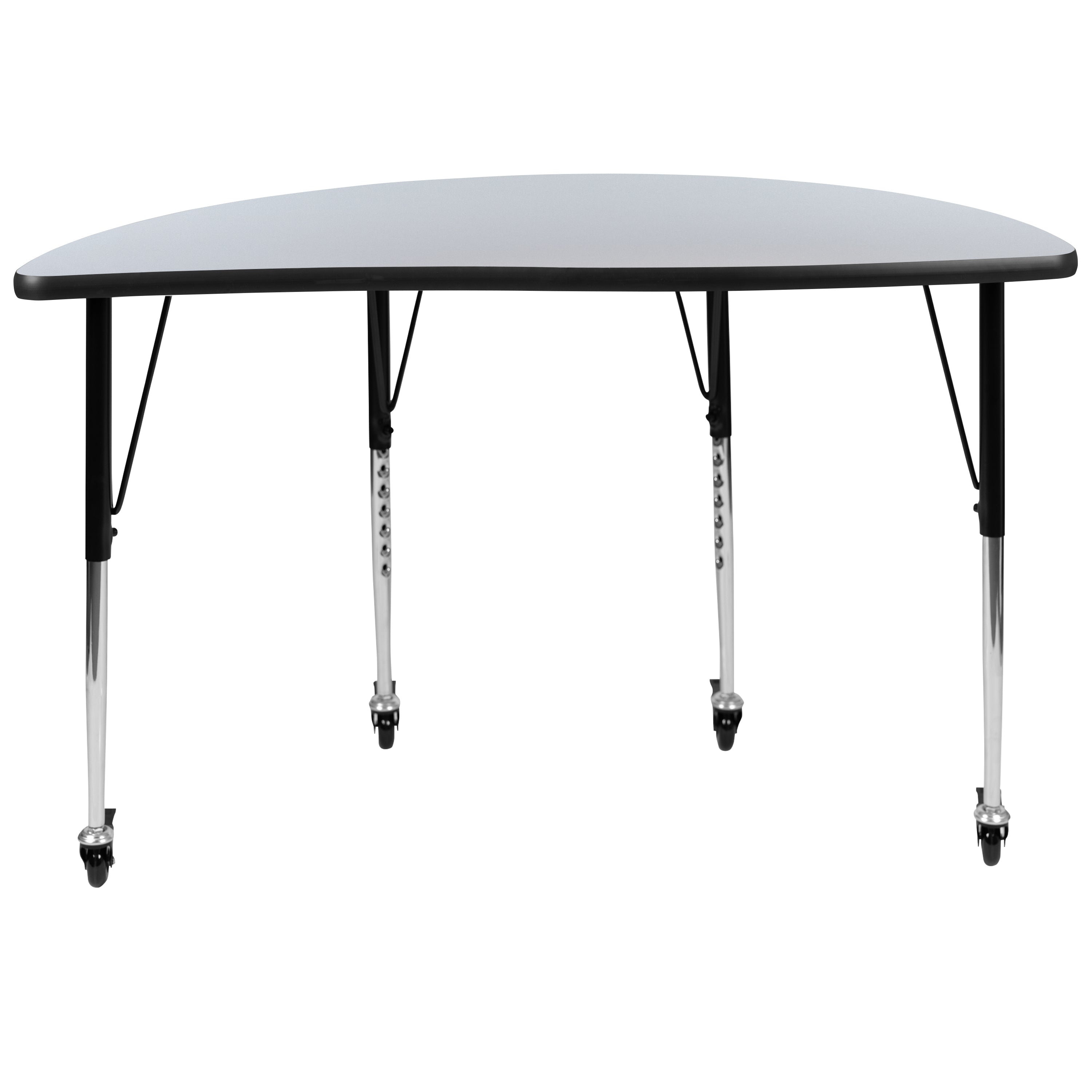 Mobile 47.5" Half Circle Wave Flexible Collaborative Thermal Laminate Activity Table - Standard Height Adjustable Legs-Collaborative Half Circle Activity Table-Flash Furniture-Wall2Wall Furnishings
