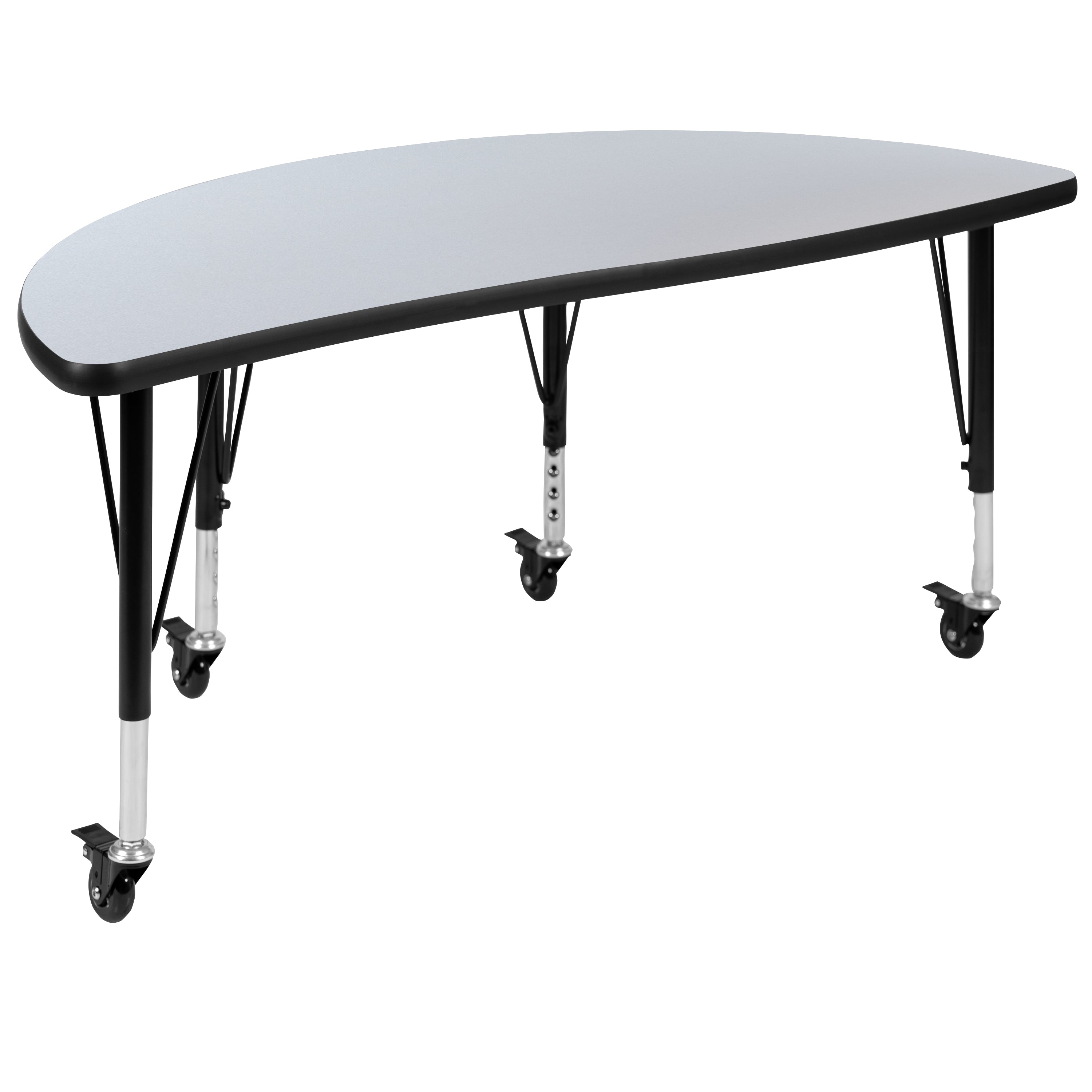 Mobile 47.5" Half Circle Wave Flexible Collaborative Thermal Laminate Activity Table - Height Adjustable Short Legs-Collaborative Half Circle Activity Table-Flash Furniture-Wall2Wall Furnishings