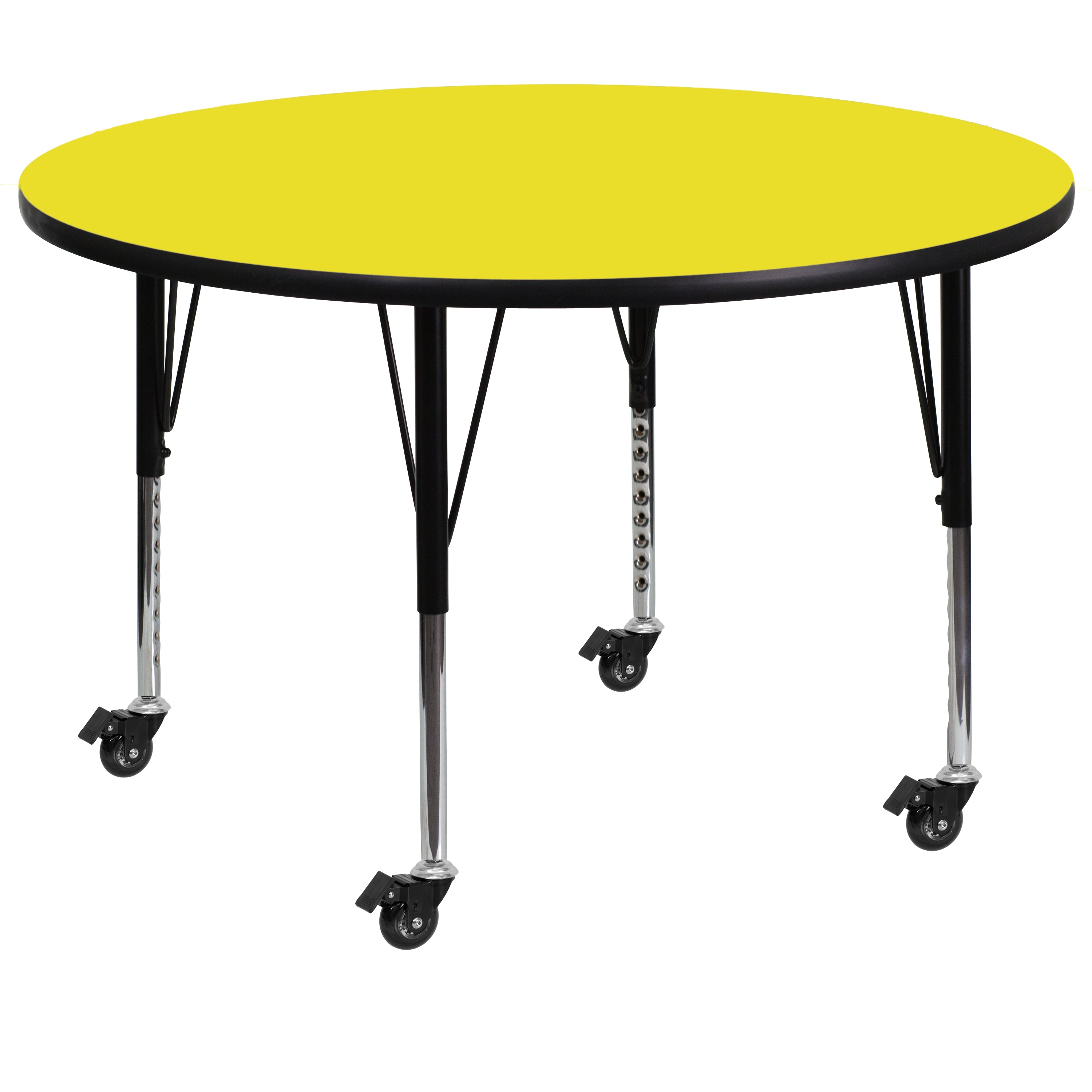 Mobile 48'' Round HP Laminate Activity Table - Height Adjustable Short Legs-Round Activity Table with Casters-Flash Furniture-Wall2Wall Furnishings