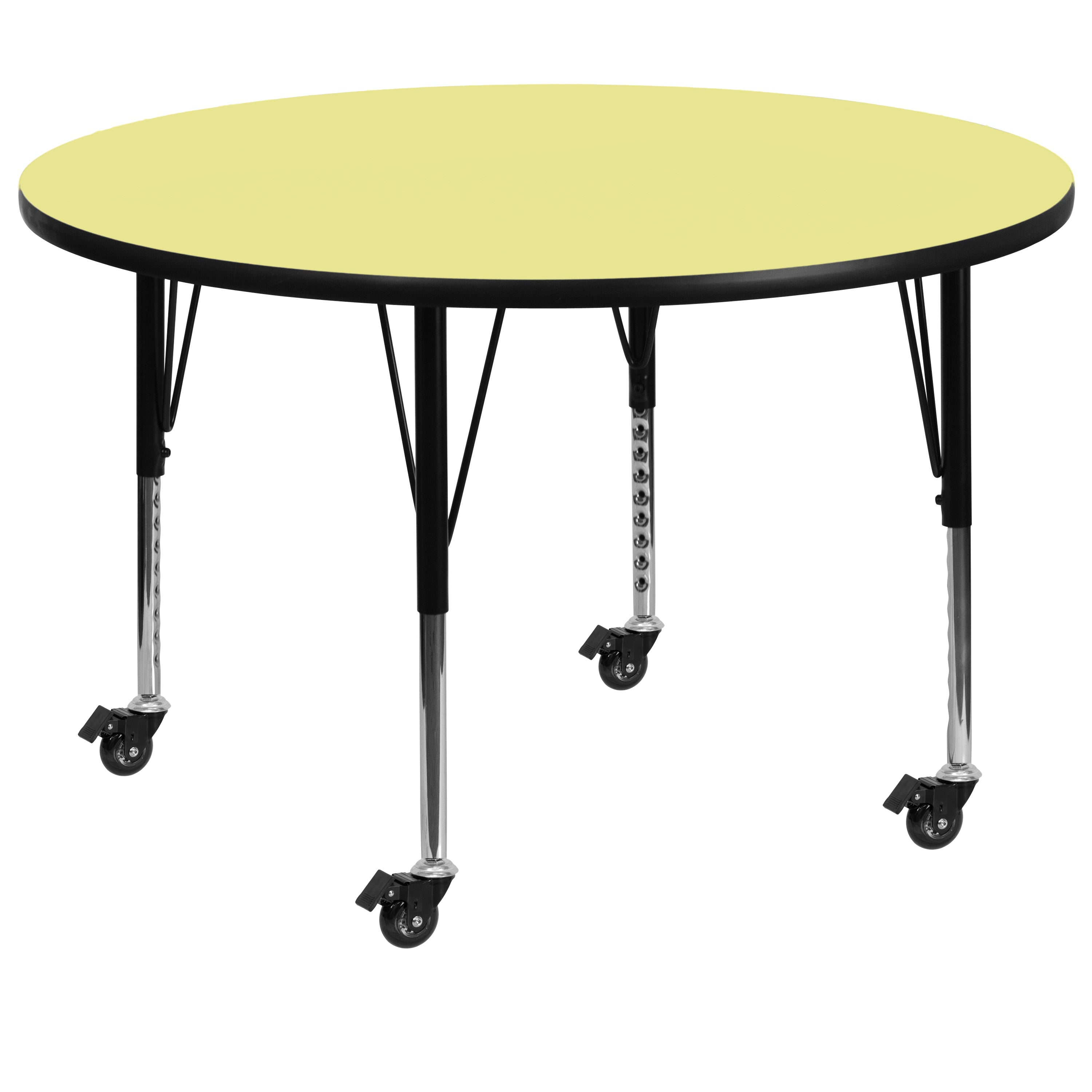 Mobile 48'' Round Thermal Laminate Activity Table - Height Adjustable Short Legs-Round Activity Table with Casters-Flash Furniture-Wall2Wall Furnishings