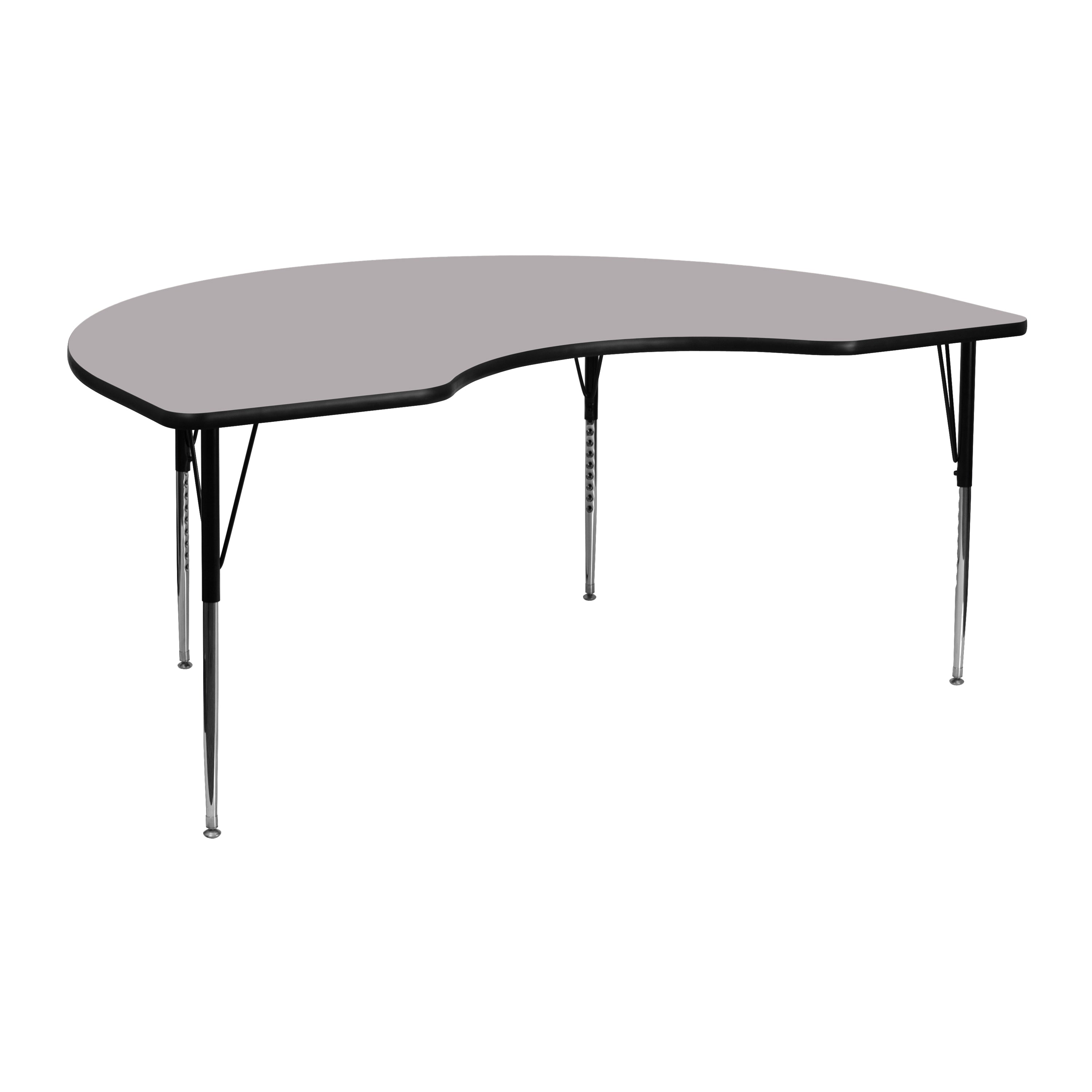 48''W x 72''L Kidney Thermal Laminate Activity Table - Standard Height Adjustable Legs-Kidney Activity Table-Flash Furniture-Wall2Wall Furnishings