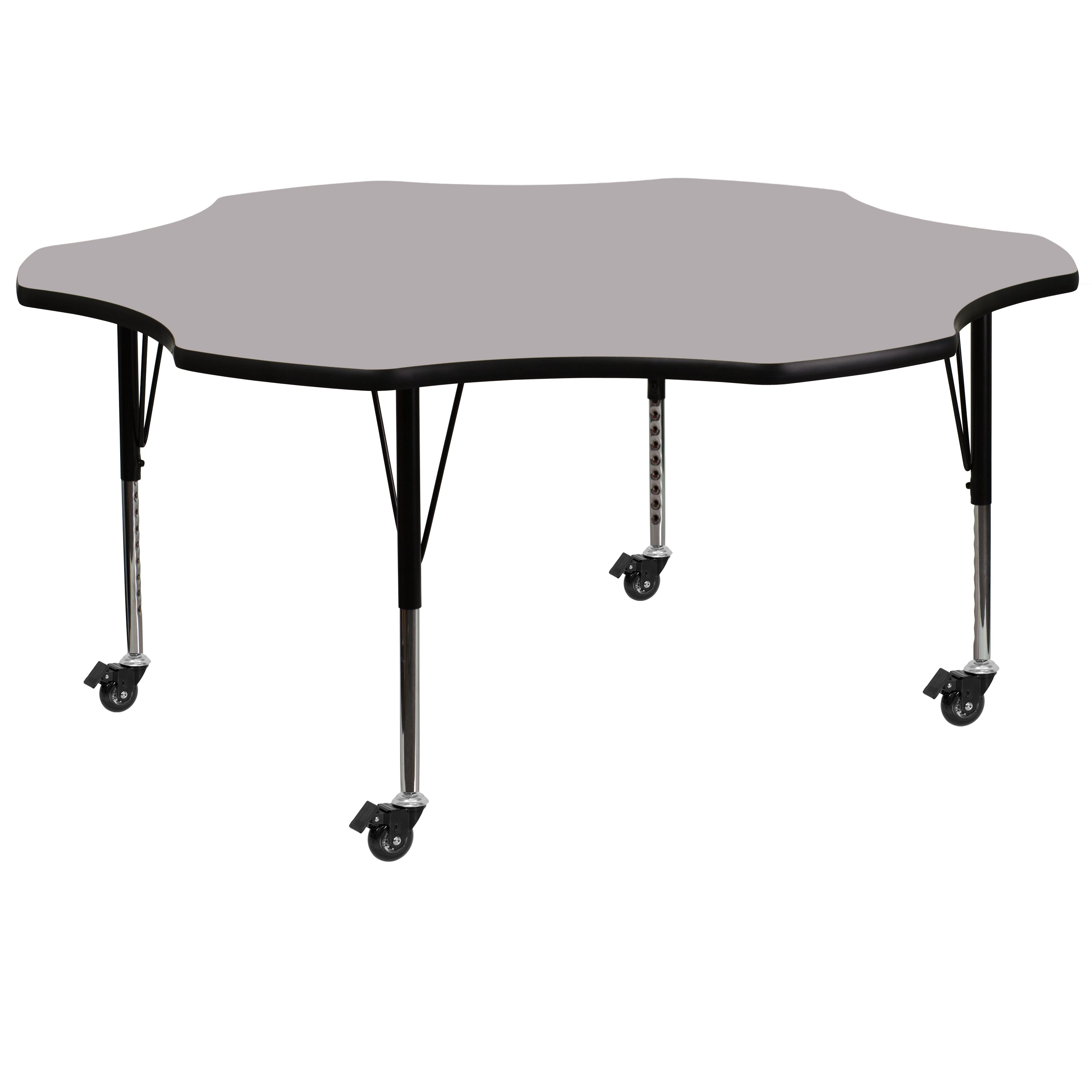 Mobile 60'' Flower Thermal Laminate Activity Table - Height Adjustable Short Legs-Flower Activity Table with Casters-Flash Furniture-Wall2Wall Furnishings