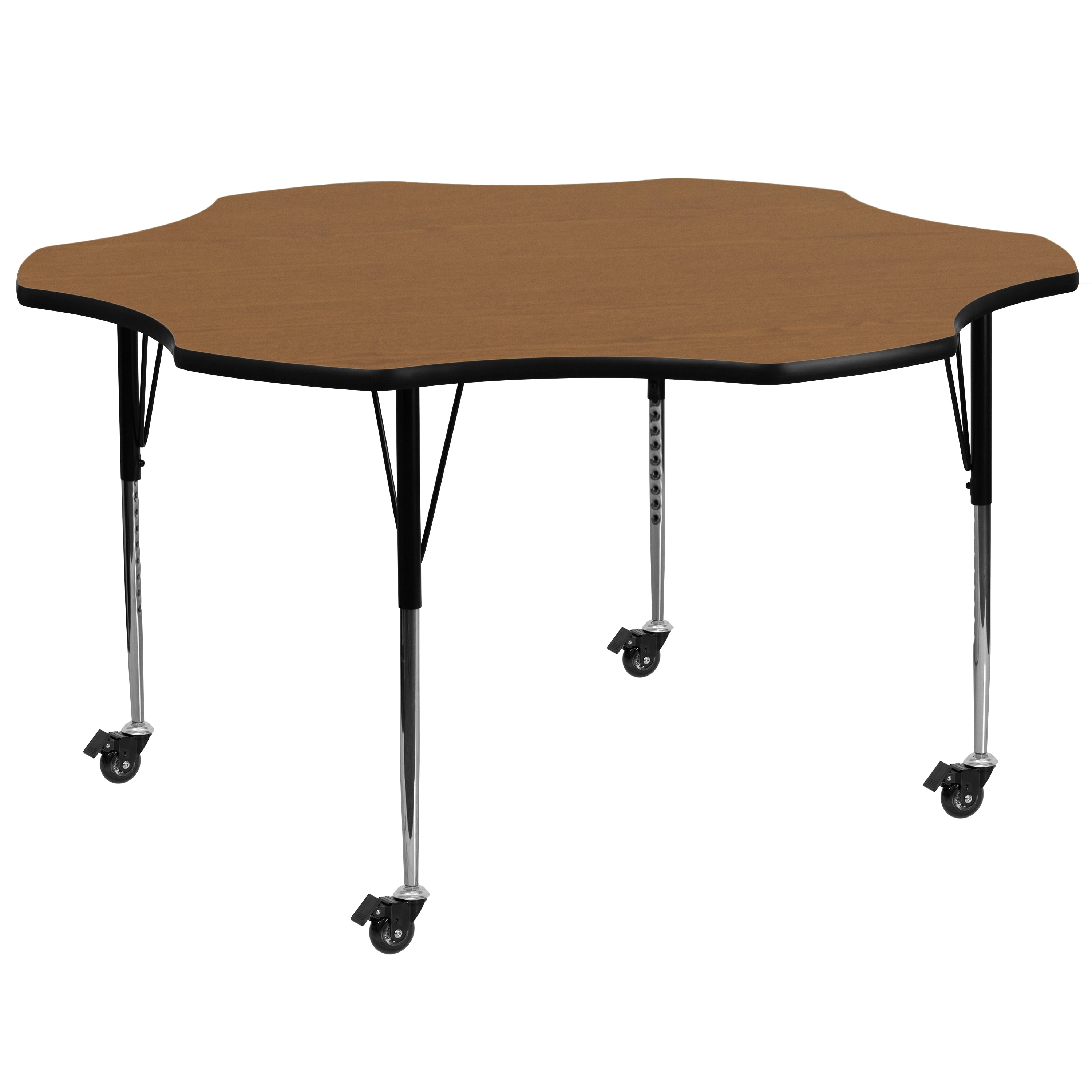 Mobile 60'' Flower Thermal Laminate Activity Table - Standard Height Adjustable Legs-Flower Activity Table with Casters-Flash Furniture-Wall2Wall Furnishings