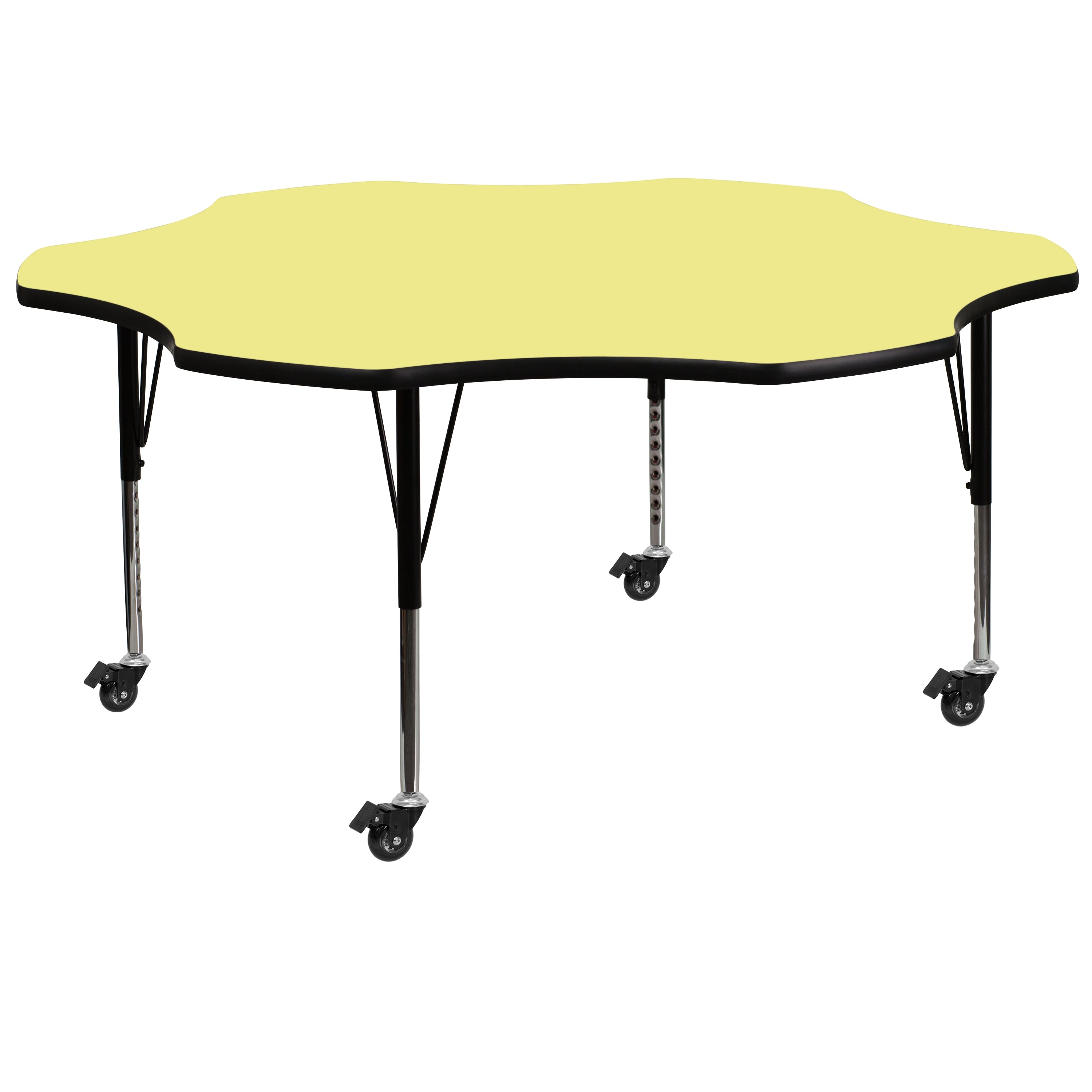 Mobile 60'' Flower Thermal Laminate Activity Table - Height Adjustable Short Legs-Flower Activity Table with Casters-Flash Furniture-Wall2Wall Furnishings