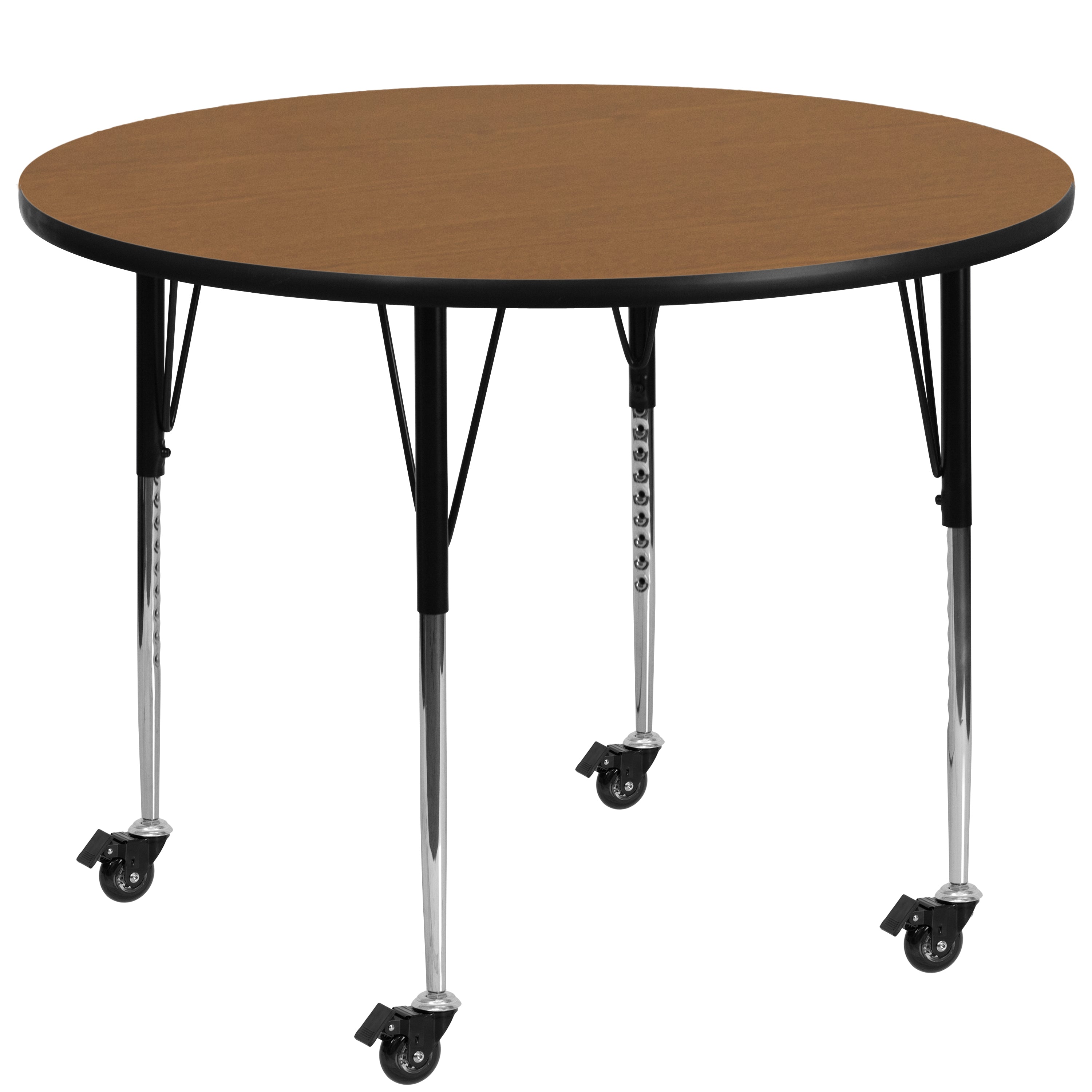 Mobile 60'' Round Thermal Laminate Activity Table - Standard Height Adjustable Legs-Round Activity Table with Casters-Flash Furniture-Wall2Wall Furnishings