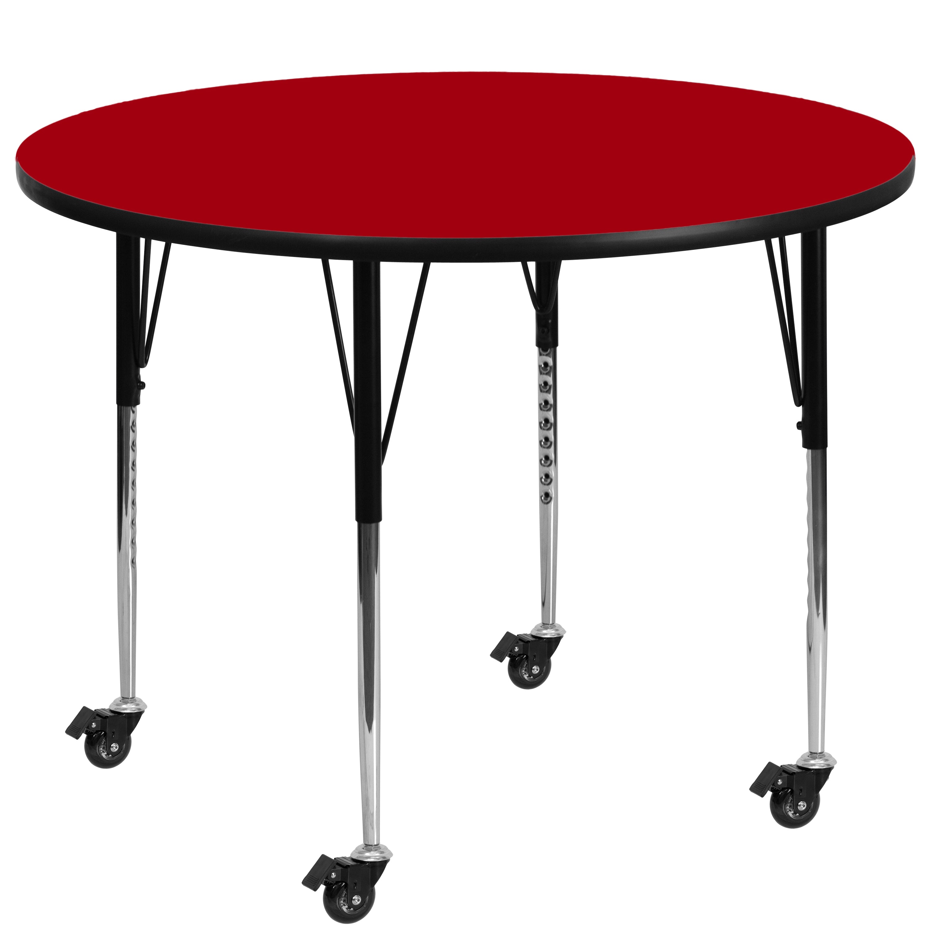 Mobile 60'' Round Thermal Laminate Activity Table - Standard Height Adjustable Legs-Round Activity Table with Casters-Flash Furniture-Wall2Wall Furnishings