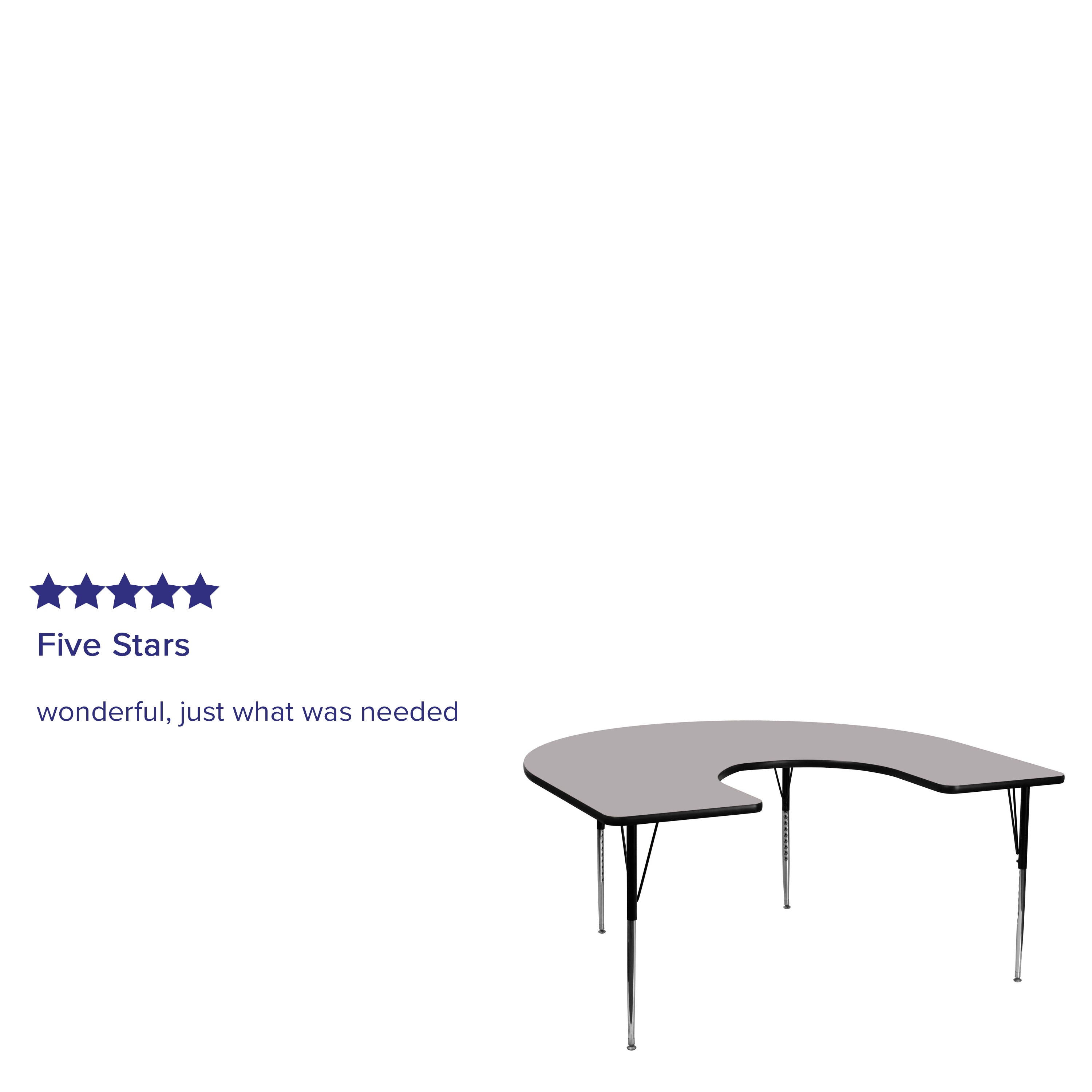 60''W x 66''L Horseshoe Thermal Laminate Activity Table - Standard Height Adjustable Legs-Horseshoe Activity Table-Flash Furniture-Wall2Wall Furnishings