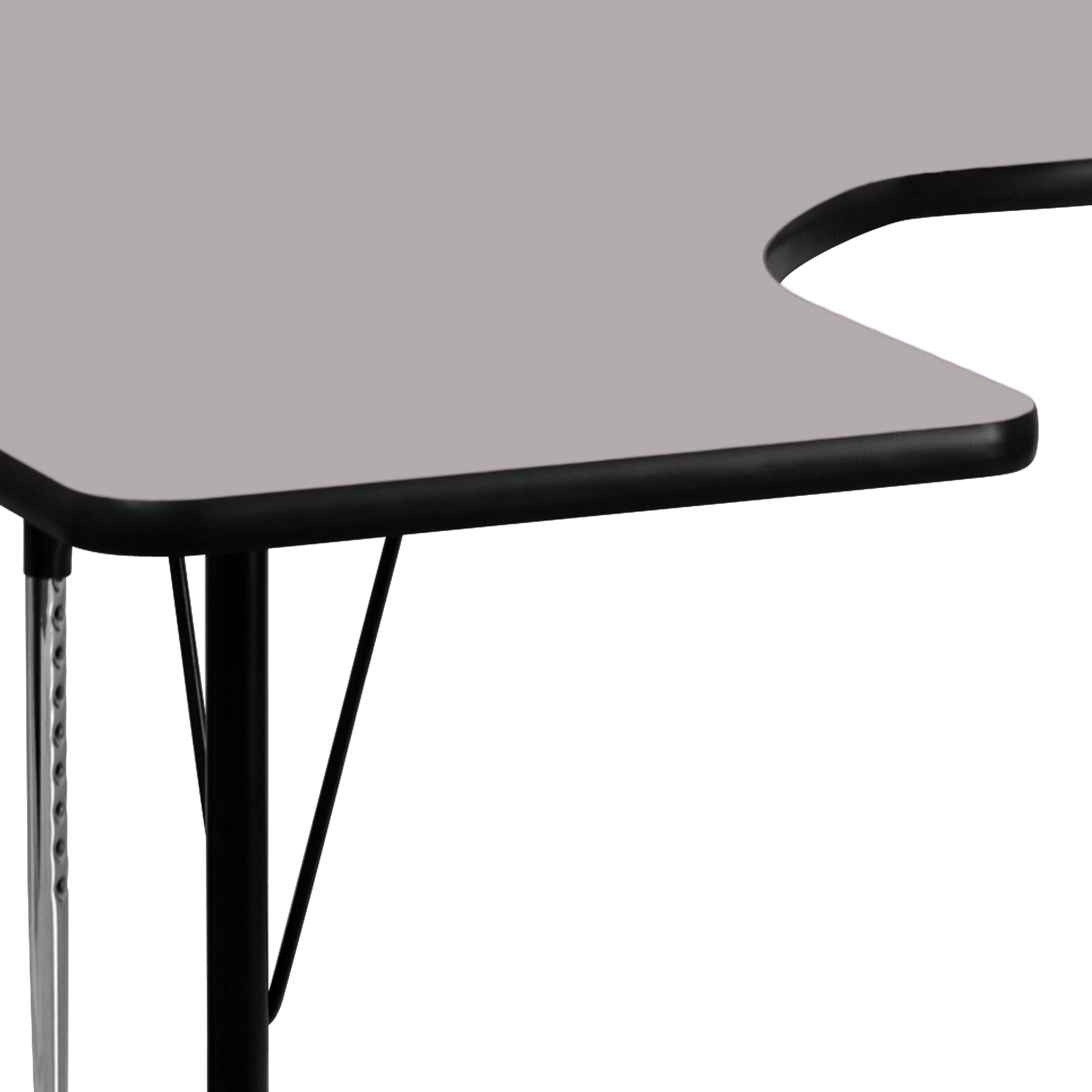 60''W x 66''L Horseshoe Thermal Laminate Activity Table - Standard Height Adjustable Legs-Horseshoe Activity Table-Flash Furniture-Wall2Wall Furnishings