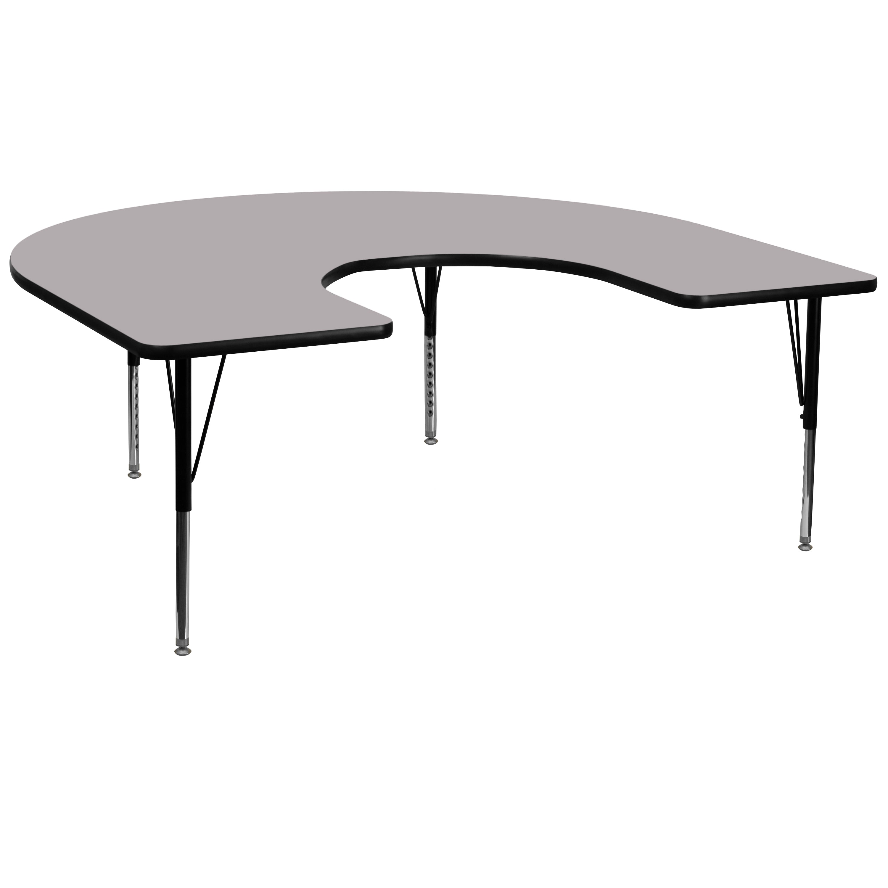 60''W x 66''L Horseshoe Thermal Laminate Activity Table - Height Adjustable Short Legs-Horseshoe Activity Table-Flash Furniture-Wall2Wall Furnishings