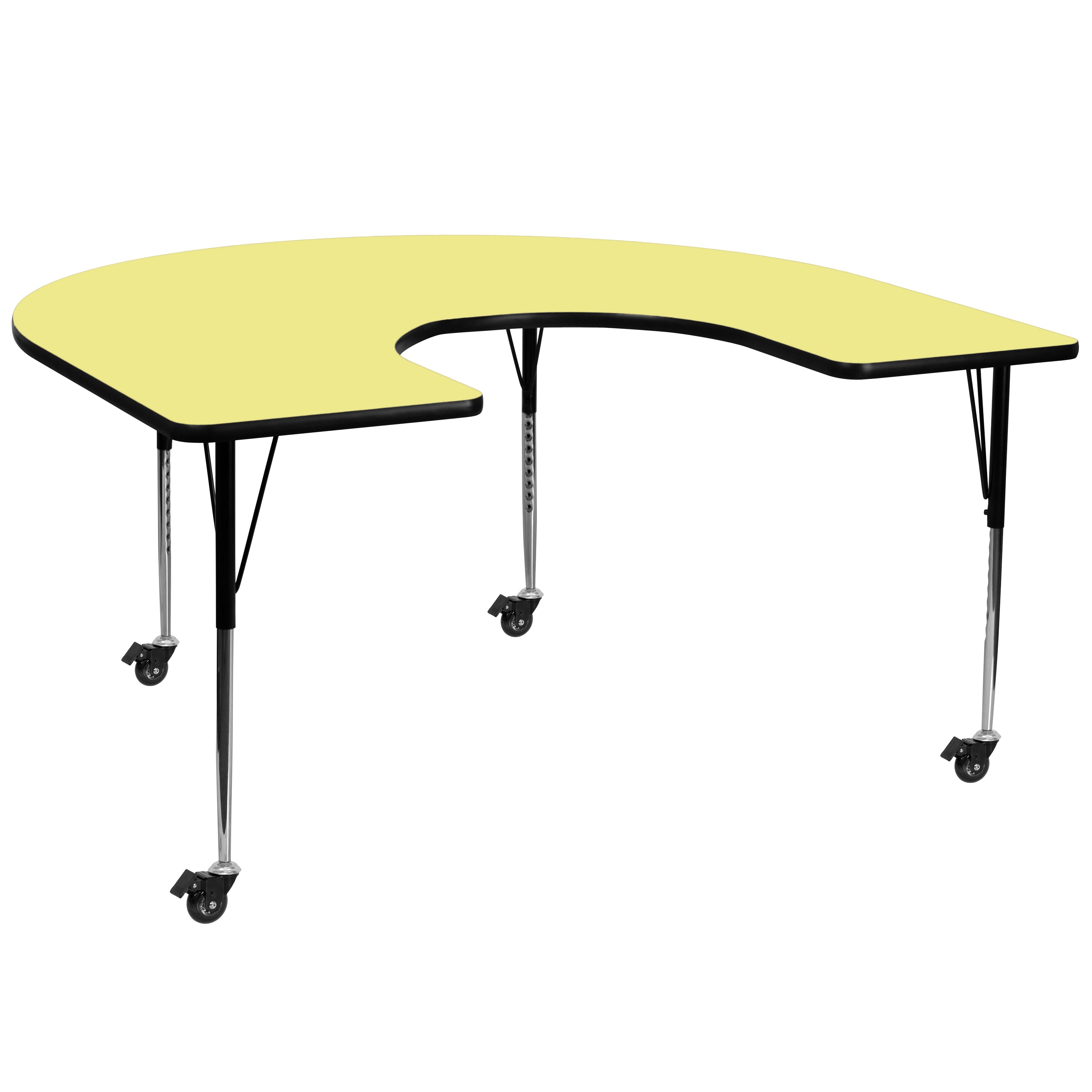 Mobile 60''W x 66''L Horseshoe Thermal Laminate Activity Table - Standard Height Adjustable Legs-Horseshoe Activity Table with Casters-Flash Furniture-Wall2Wall Furnishings