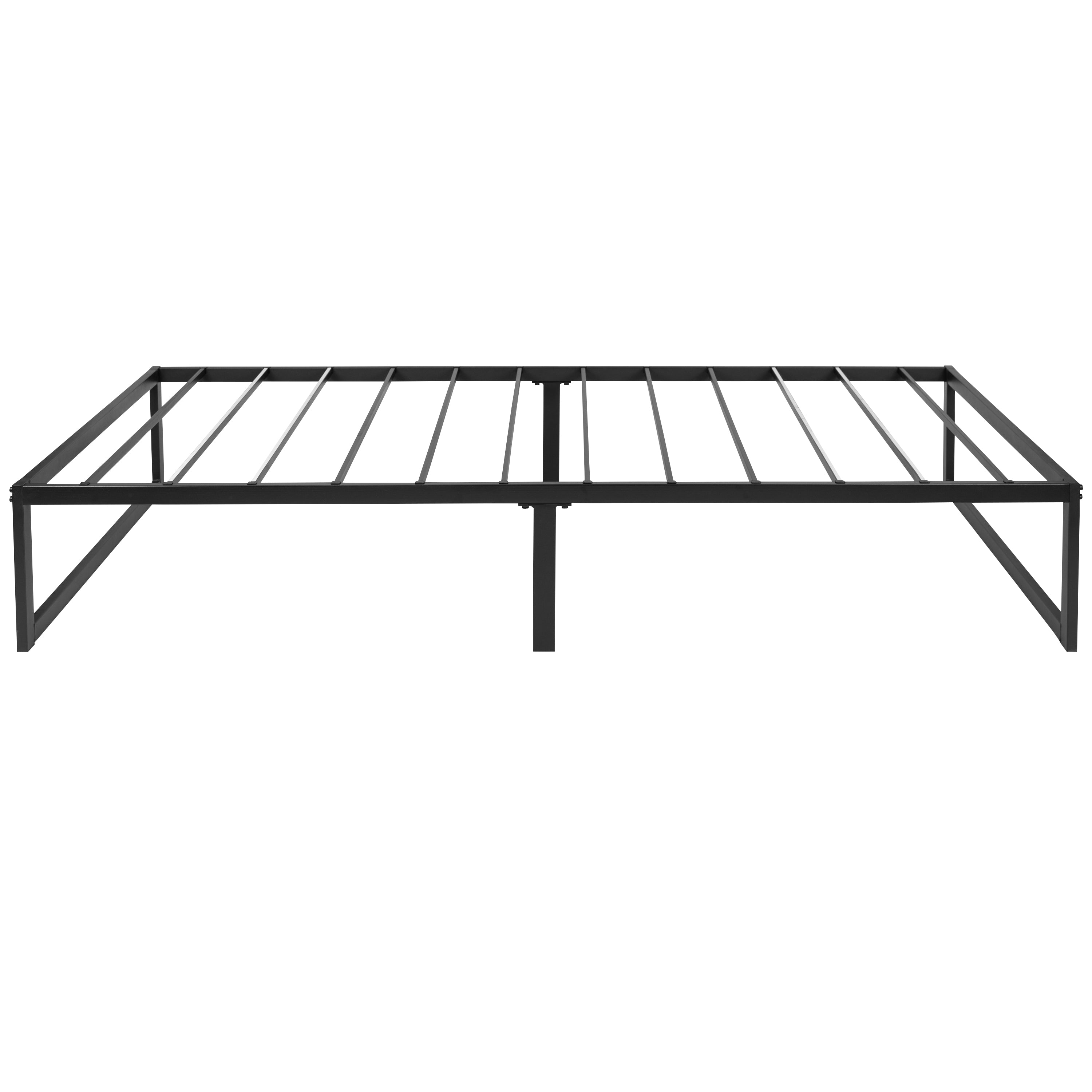 14 Inch Metal Platform Bed Frame with 12 Inch Pocket Spring Mattress in a Box (No Box Spring Required)-Bed & Mattress-Flash Furniture-Wall2Wall Furnishings