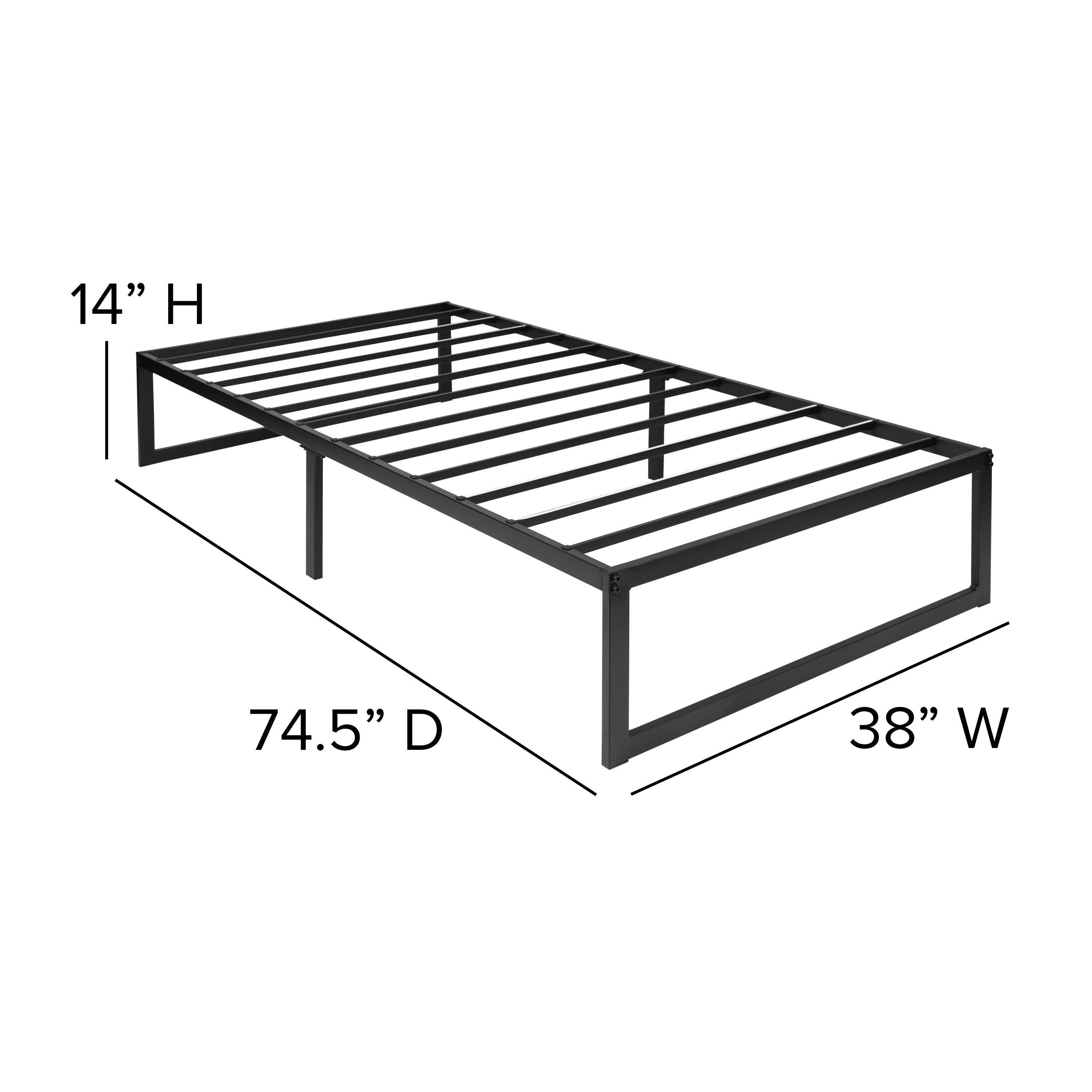 14 Inch Metal Platform Bed Frame with 12 Inch Pocket Spring Mattress in a Box and 3 inch Cool Gel Memory Foam Topper