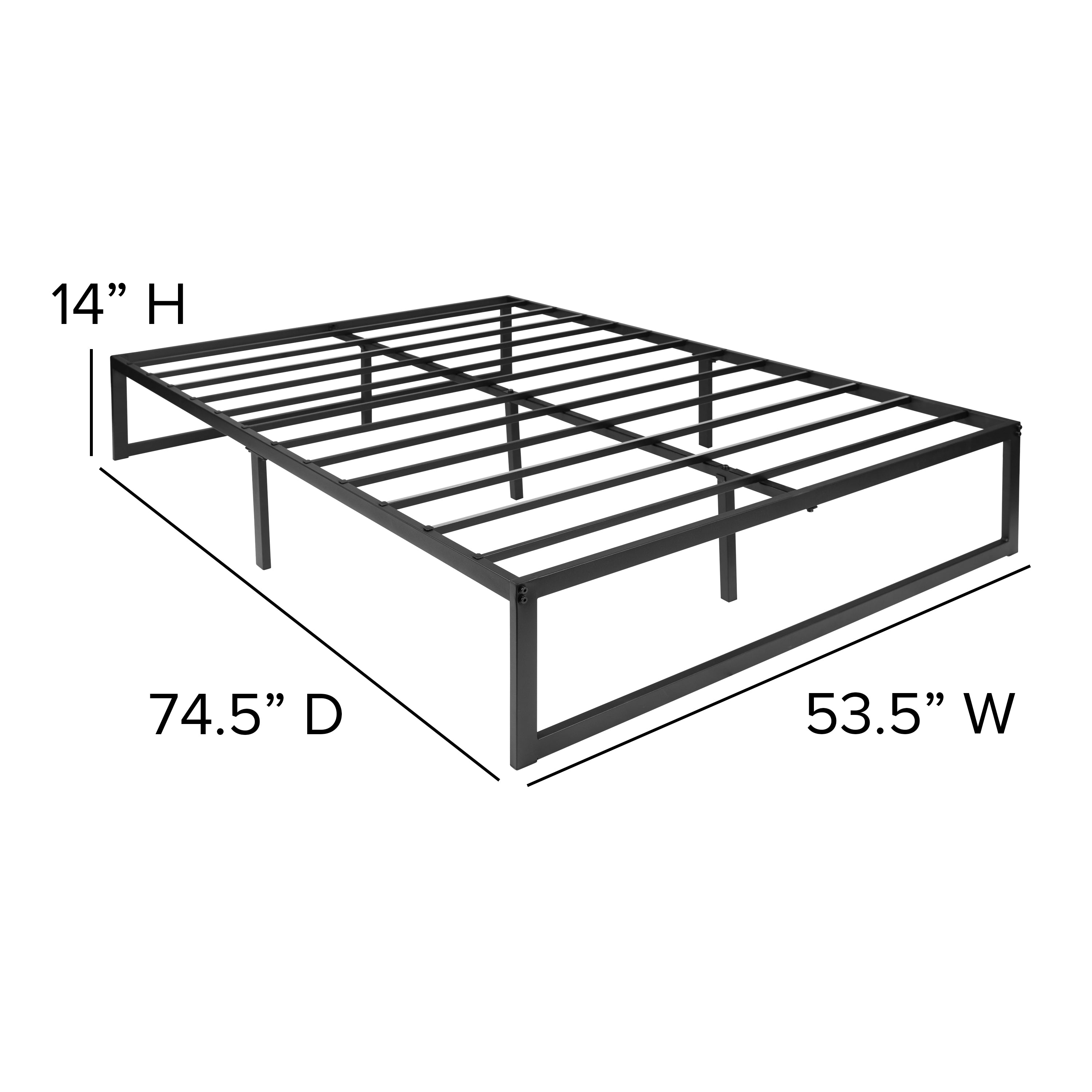 14 Inch Metal Platform Bed Frame with 12 Inch Memory Foam Pocket Spring Mattress in a Box (No Box Spring Required)
