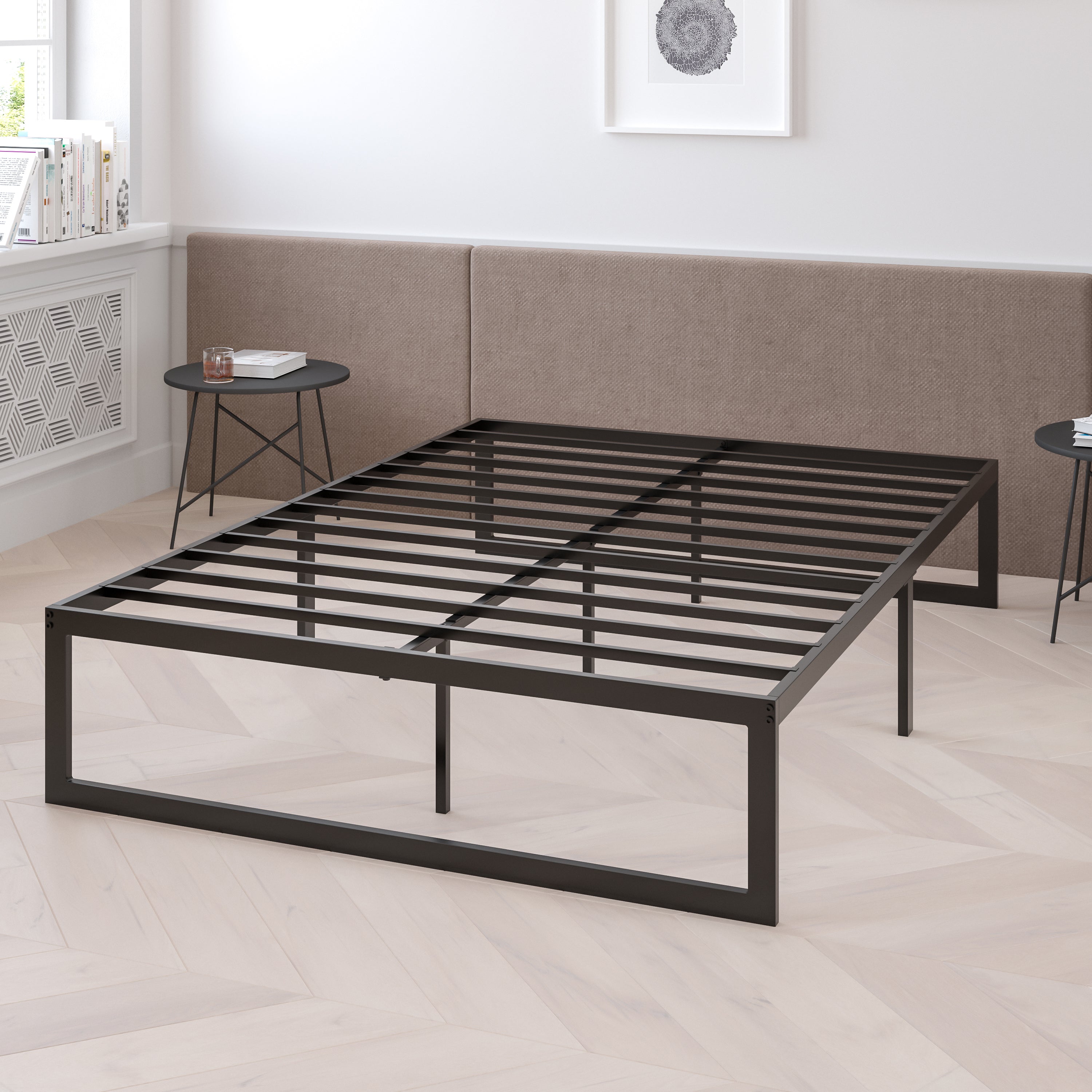 14 Inch Metal Platform Bed Frame with 12 Inch Memory Foam Pocket Spring Mattress in a Box (No Box Spring Required)