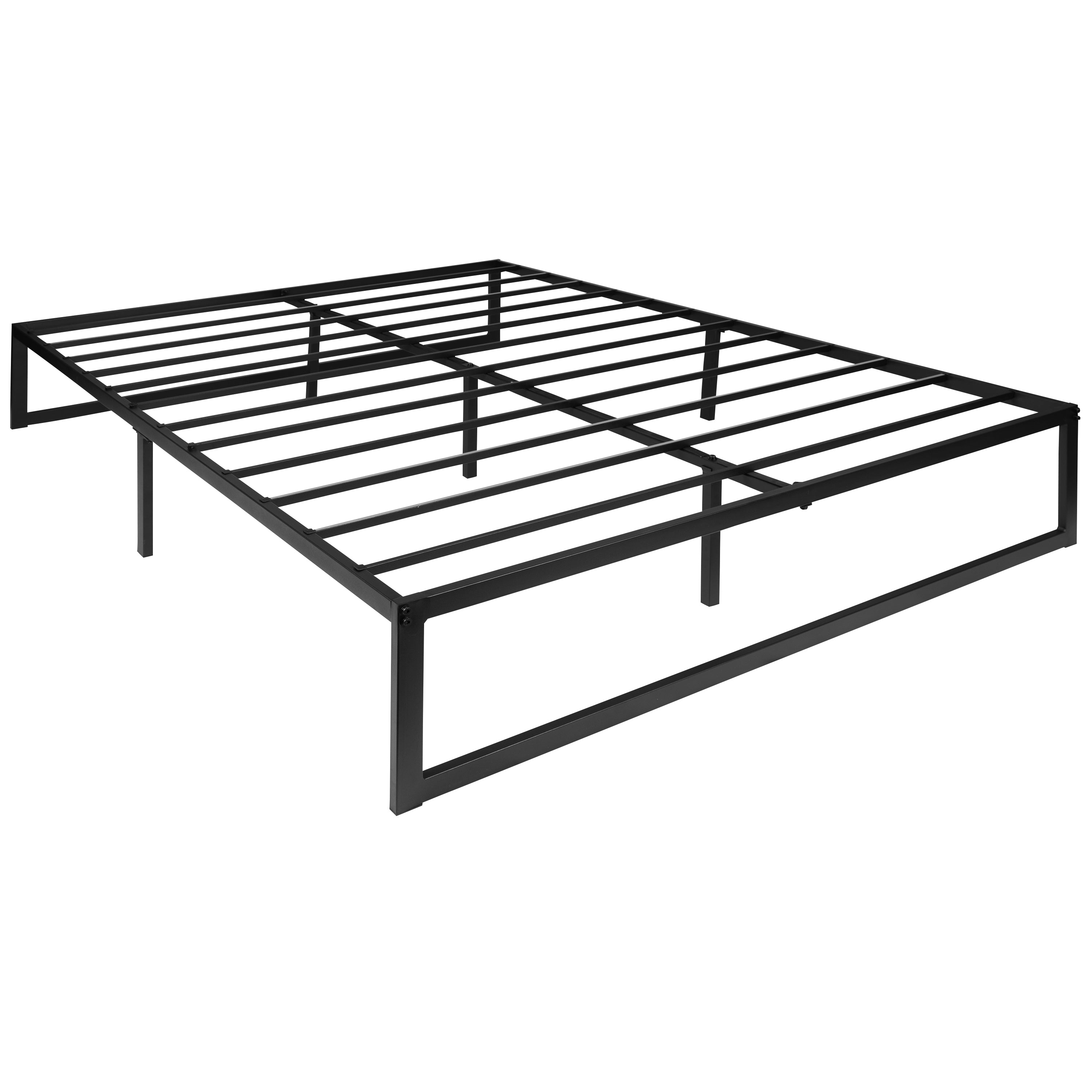 14 Inch Metal Platform Bed Frame with 12 Inch Memory Foam Pocket Spring Mattress in a Box (No Box Spring Required)