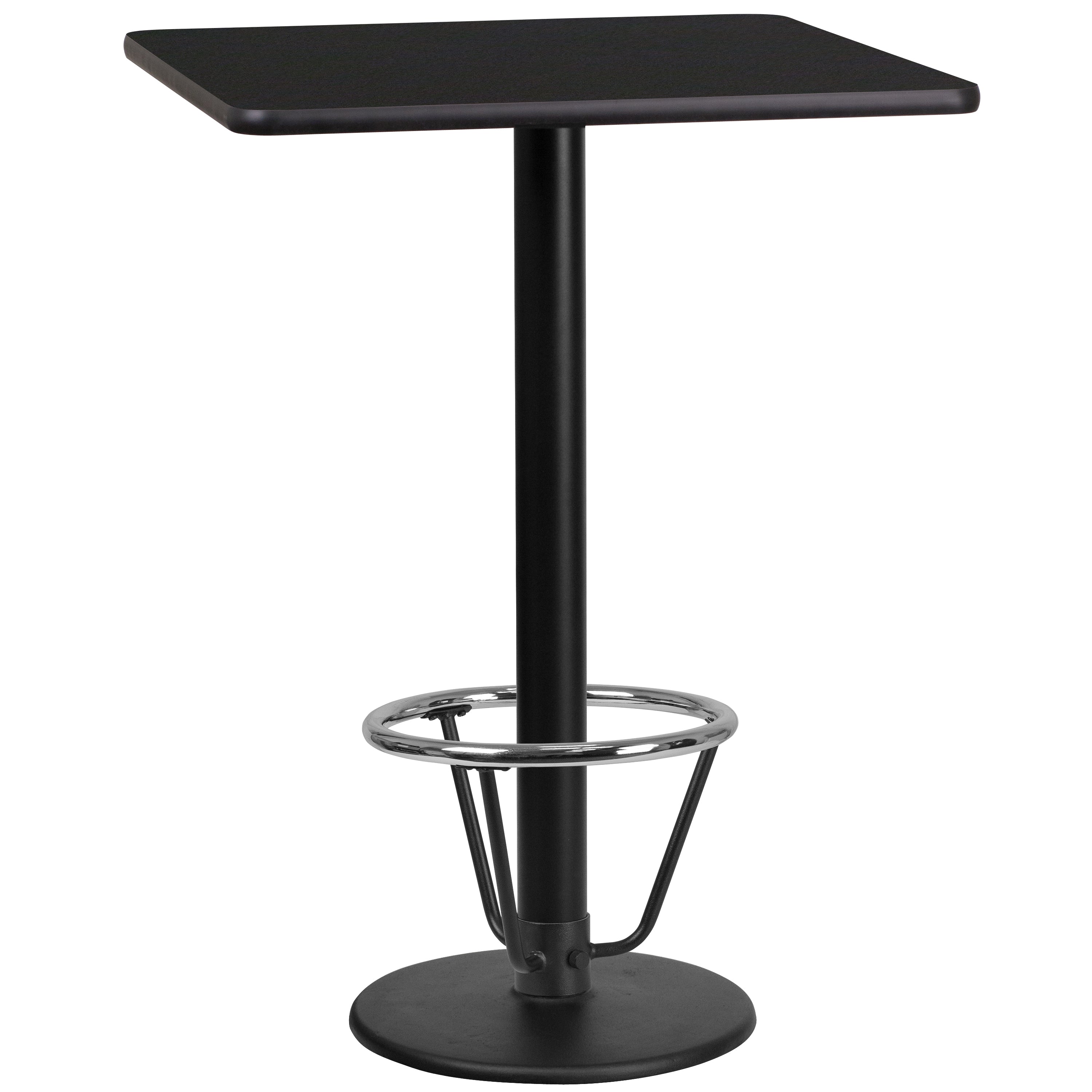 24'' Square Laminate Table Top with 18'' Round Bar Height Table Base and Foot Ring-Restaurant Dining Table and Bases - Bar Height-Flash Furniture-Wall2Wall Furnishings