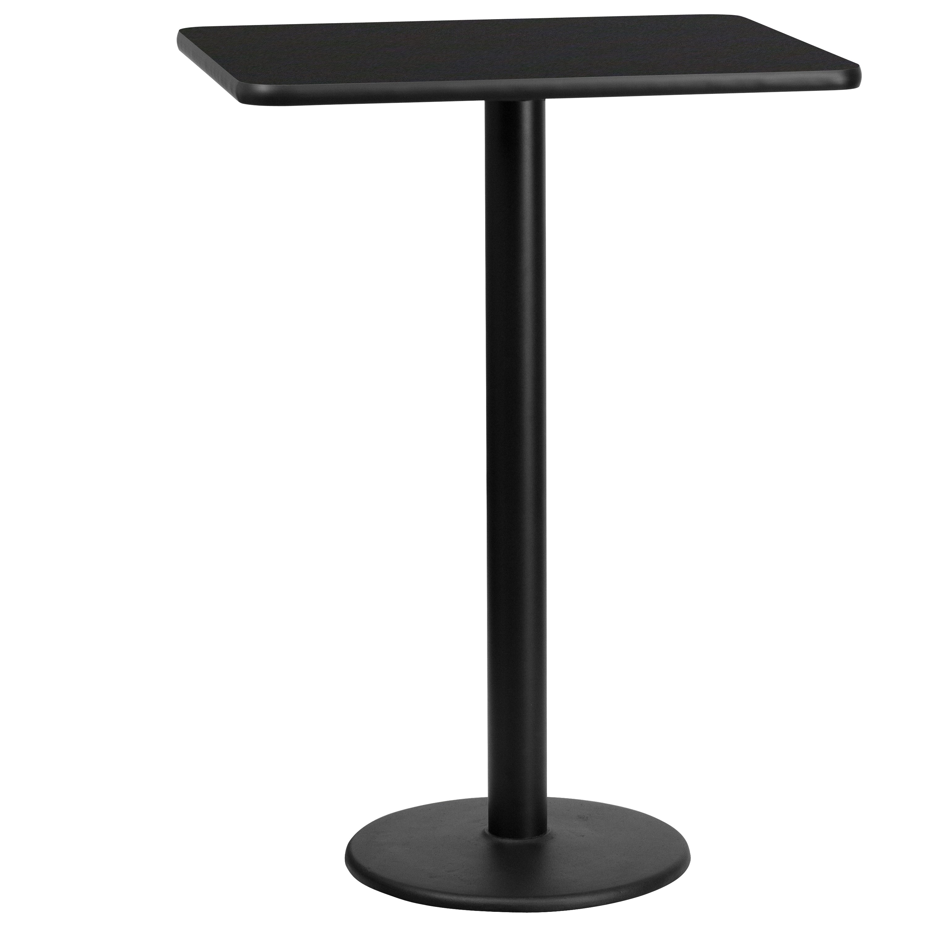 24'' x 30'' Rectangular Laminate Table Top with 18'' Round Bar Height Table Base-Restaurant Dining Table and Bases - Bar Height-Flash Furniture-Wall2Wall Furnishings
