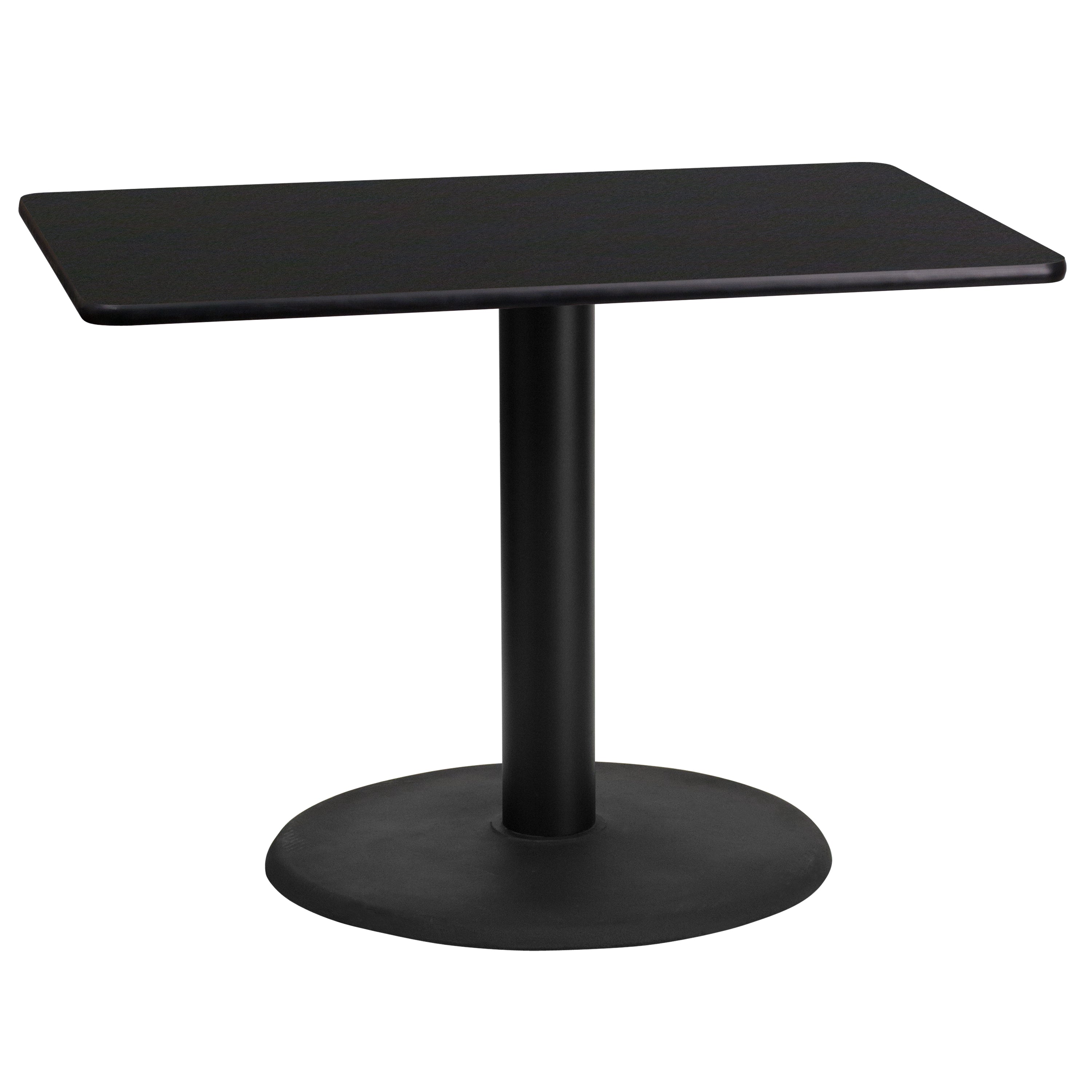 24'' x 42'' Rectangular Laminate Table Top with 24'' Round Table Height Base-Restaurant Dining Table and Bases-Flash Furniture-Wall2Wall Furnishings