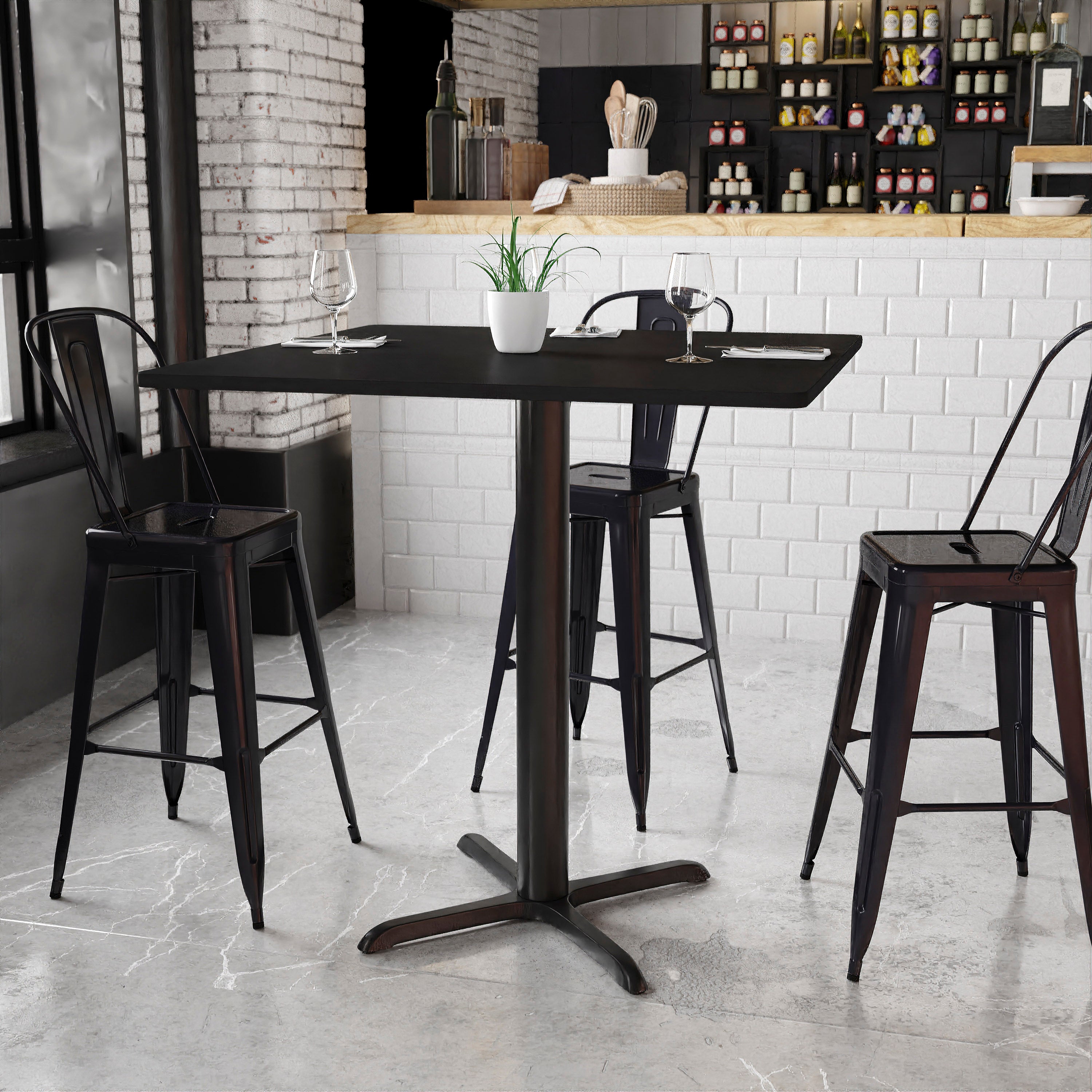 42'' Square Laminate Table Top with 33'' x 33'' Bar Height Table Base-Restaurant Dining Table and Bases - Bar Height-Flash Furniture-Wall2Wall Furnishings