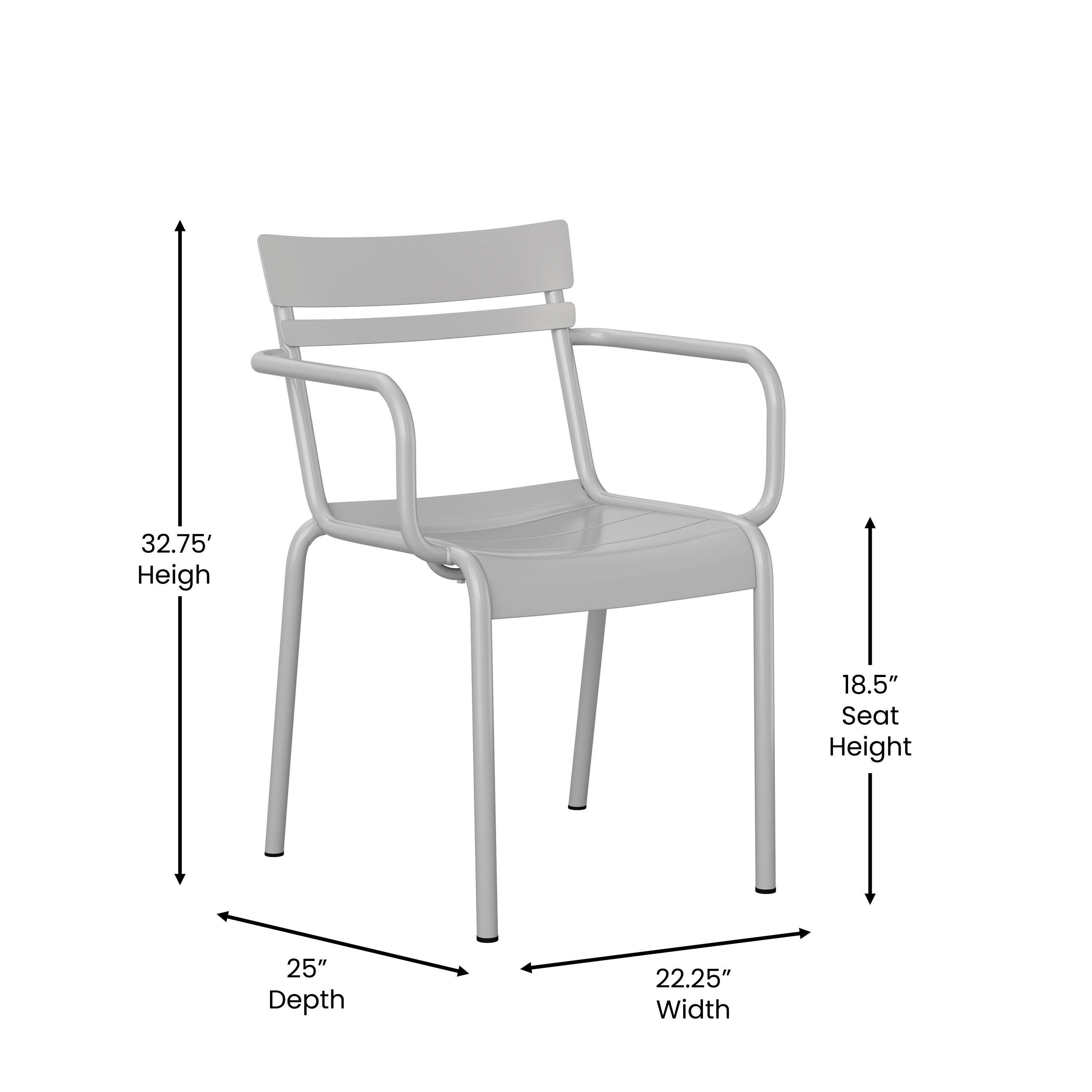 Nash Commercial Grade Steel Indoor-Outdoor Stackable Chair with 2 Slats and Arms-Metal Colorful Restaurant Chair-Flash Furniture-Wall2Wall Furnishings