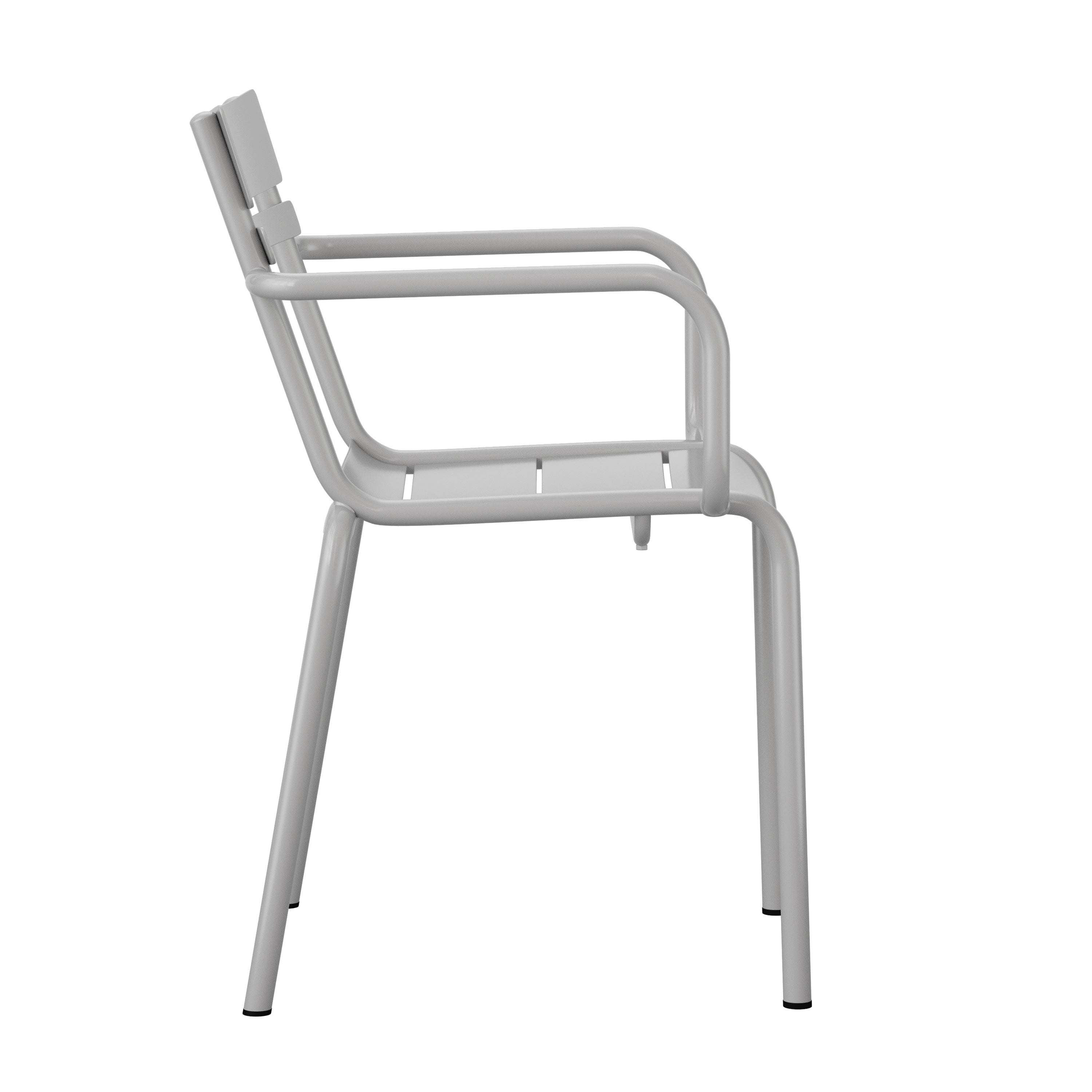 Nash Commercial Grade Steel Indoor-Outdoor Stackable Chair with 2 Slats and Arms-Metal Colorful Restaurant Chair-Flash Furniture-Wall2Wall Furnishings