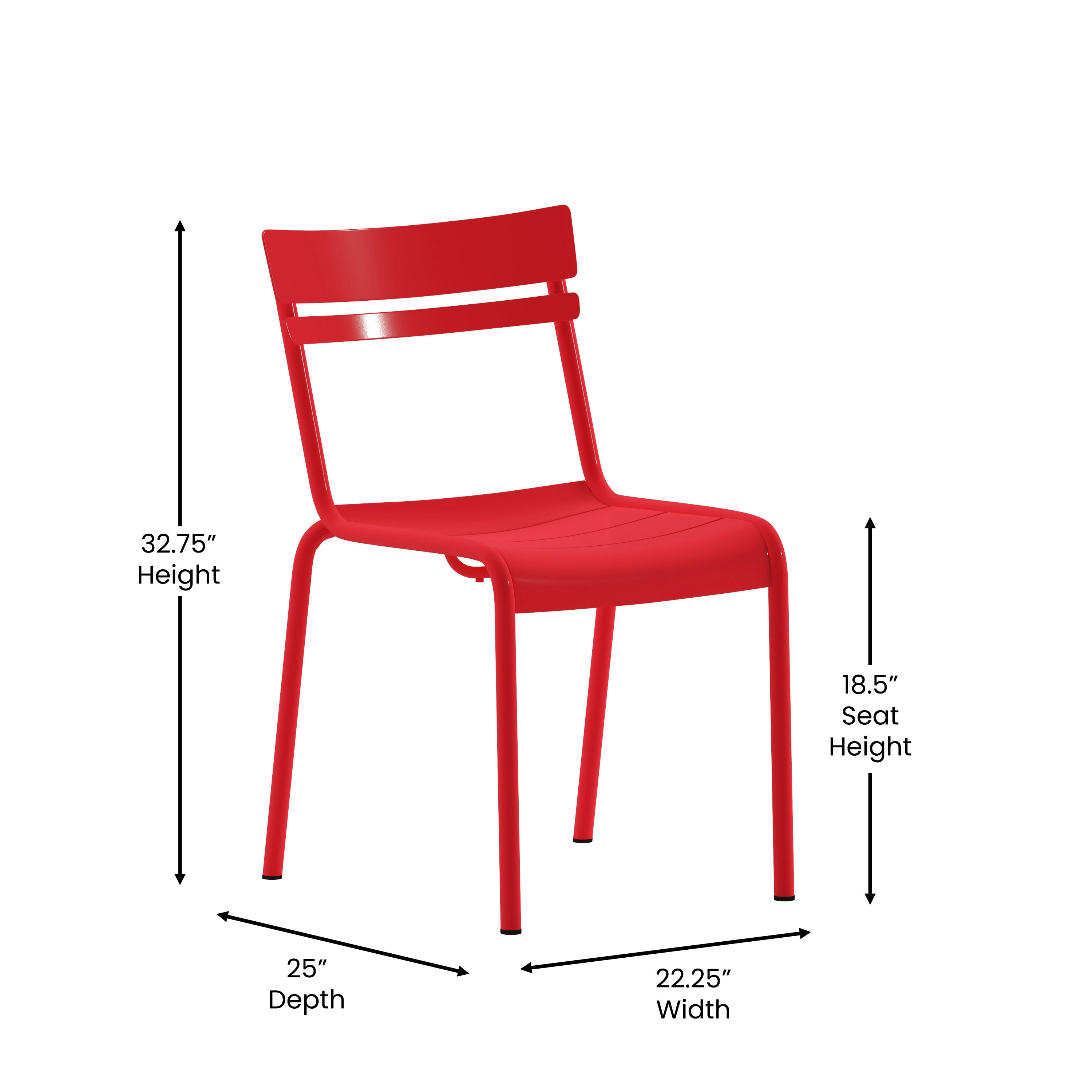 Nash Commercial Grade Steel Stack Chair, Indoor-Outdoor Armless Chair with 2 Slat Back-Metal Colorful Restaurant Chair-Flash Furniture-Wall2Wall Furnishings