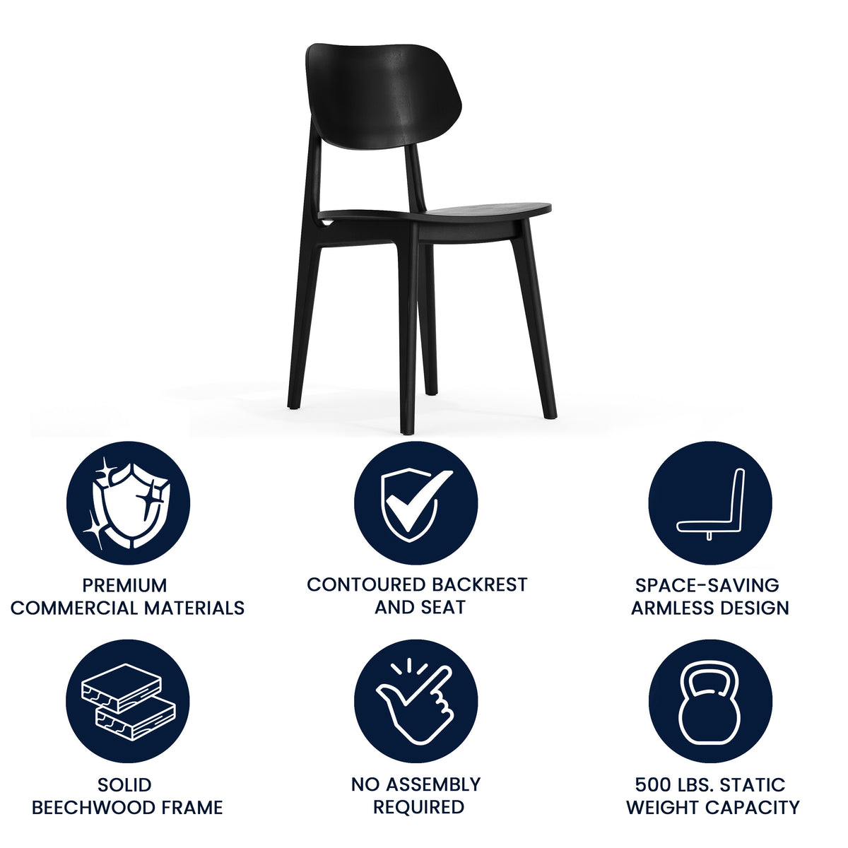 Verona Commercial Grade Solid Wood Dining Chair with Curved Oval Backrest