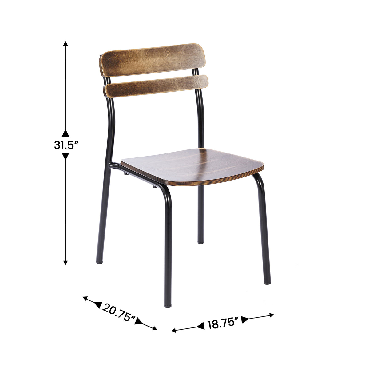 Cyprus Commercial Grade Solid Wood Dining Chair with Metal Frame and Antique Finish