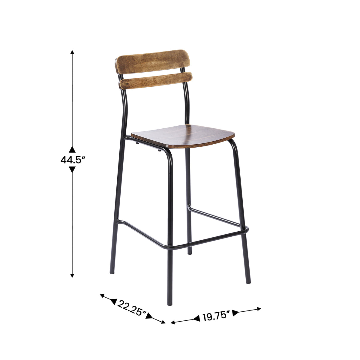 Cyprus Commercial Grade Solid Wood Bar Stool with Metal Frame and Antique Finish