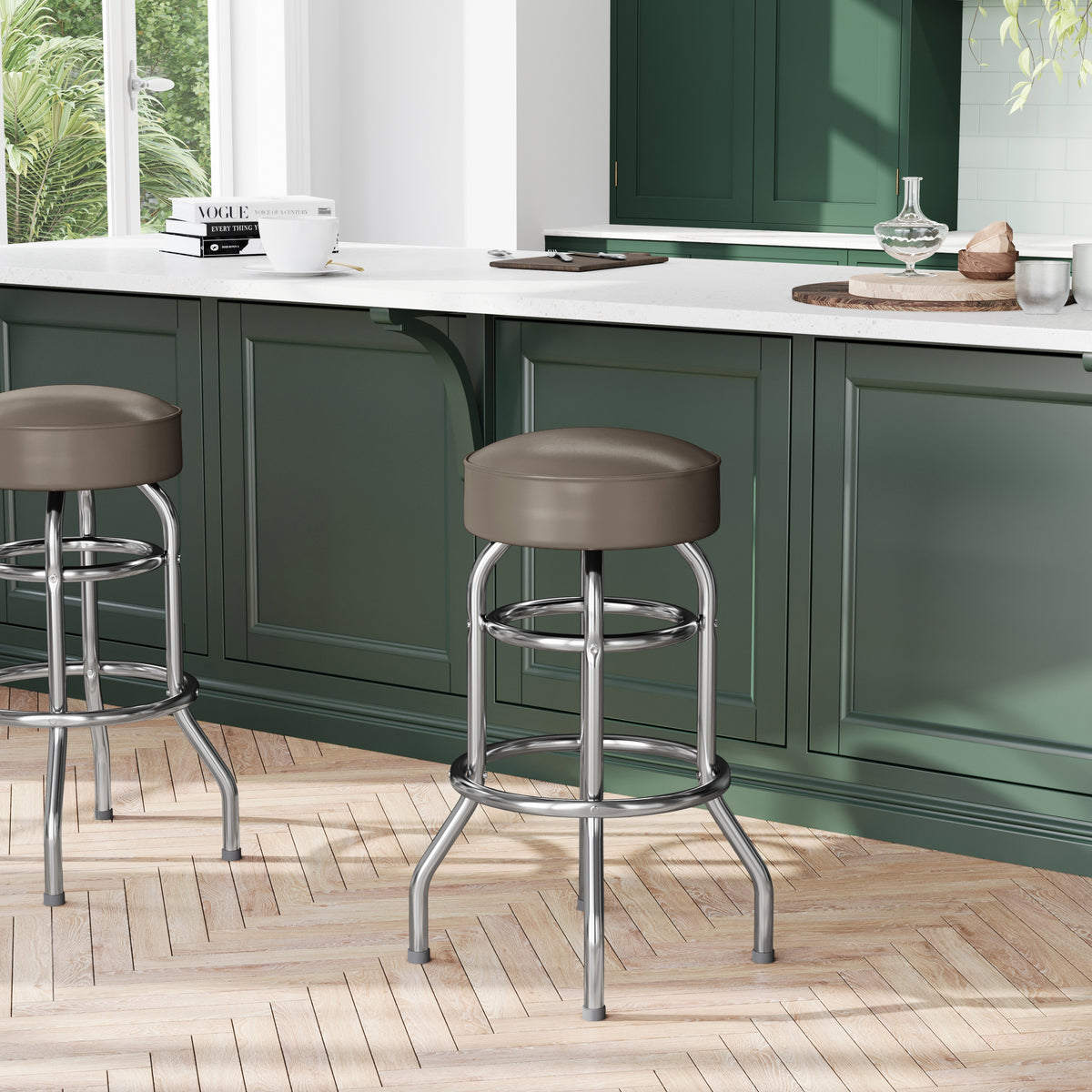 Double Ring Chrome Barstool