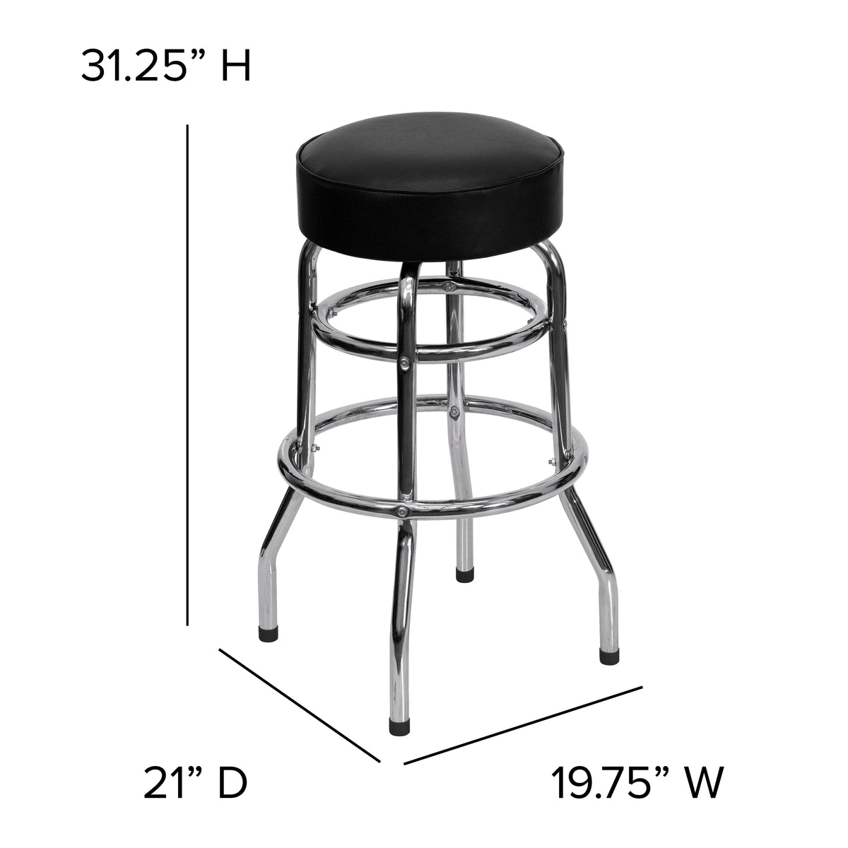Double Ring Chrome Barstool