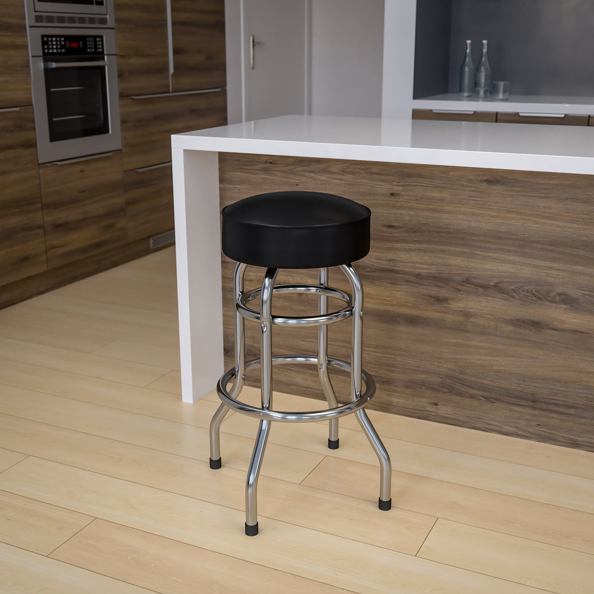 Double Ring Chrome Barstool