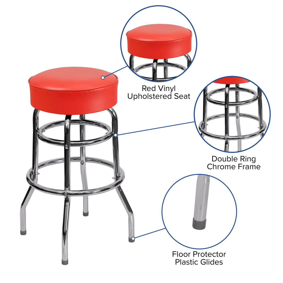 Double Ring Chrome Barstool