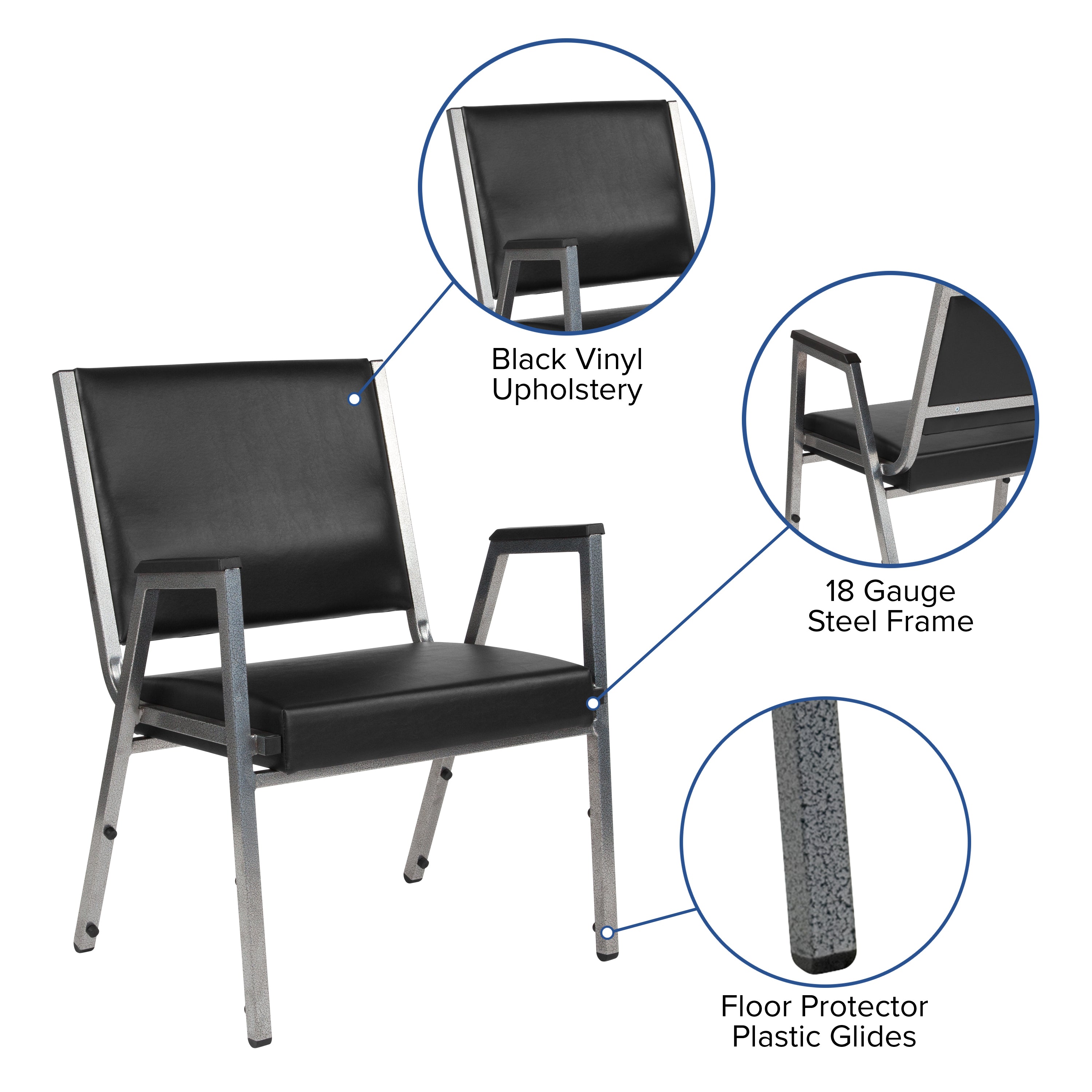 HERCULES Series 1000 lb. Rated Antimicrobial Bariatric medical Reception Arm Chair-Bariatric Antimicrobial Stack Chair-Flash Furniture-Wall2Wall Furnishings